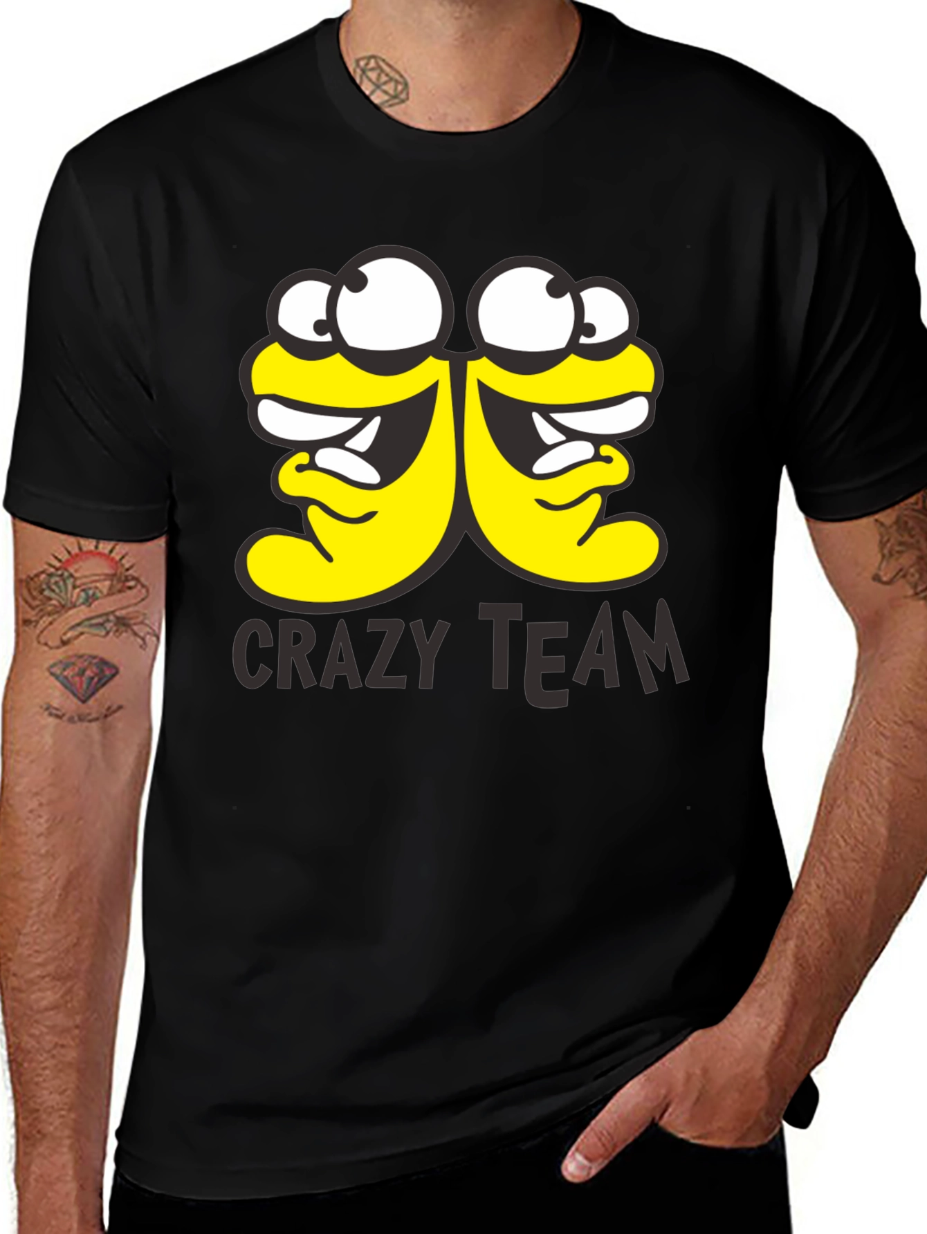 Variant 3 of Crazy Team Graphic T-Shirt - Black Cotton Tee