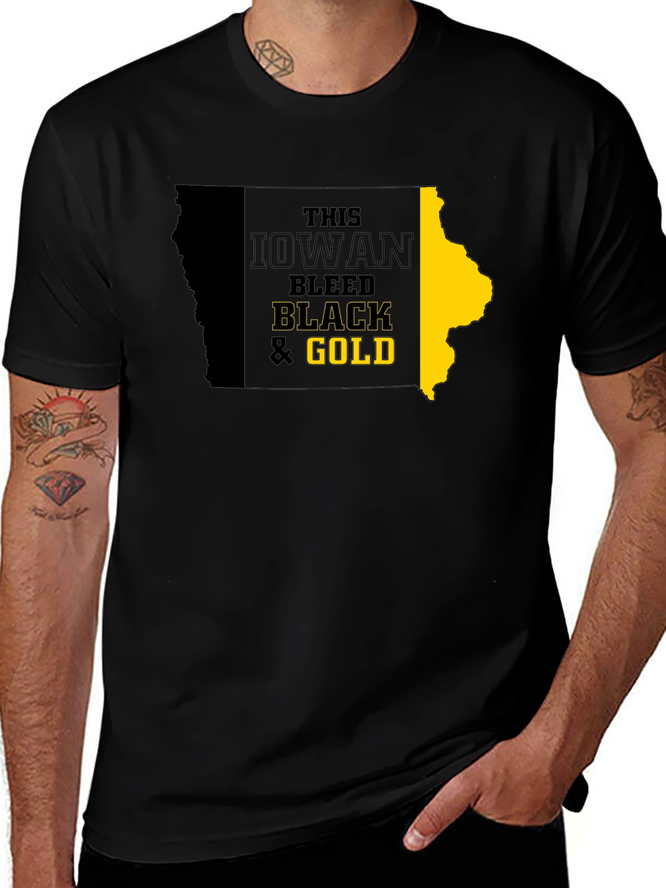 Iowa Hawkeyes Black & Gold State T-Shirt