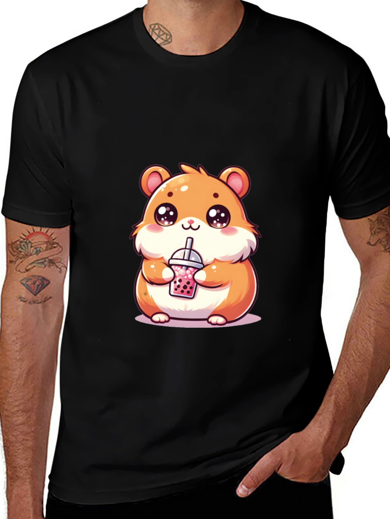 Variant 6 of Cute Hamster Boba Tea Graphic T-Shirt