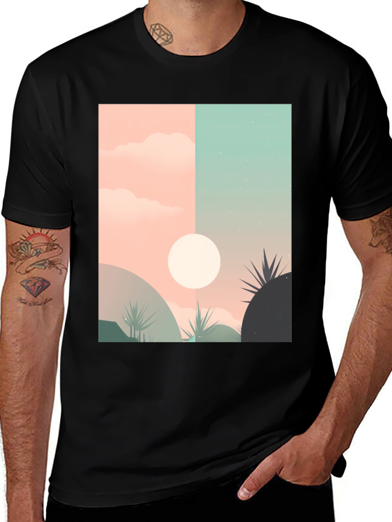 Variant 10 of Sunset Landscape Graphic Tee - Modern Style Shirt