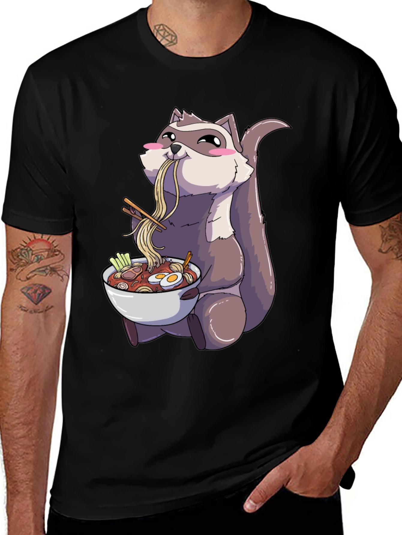 Variant 28 of Raccoon Ramen T-Shirt - Anime Style Comfort