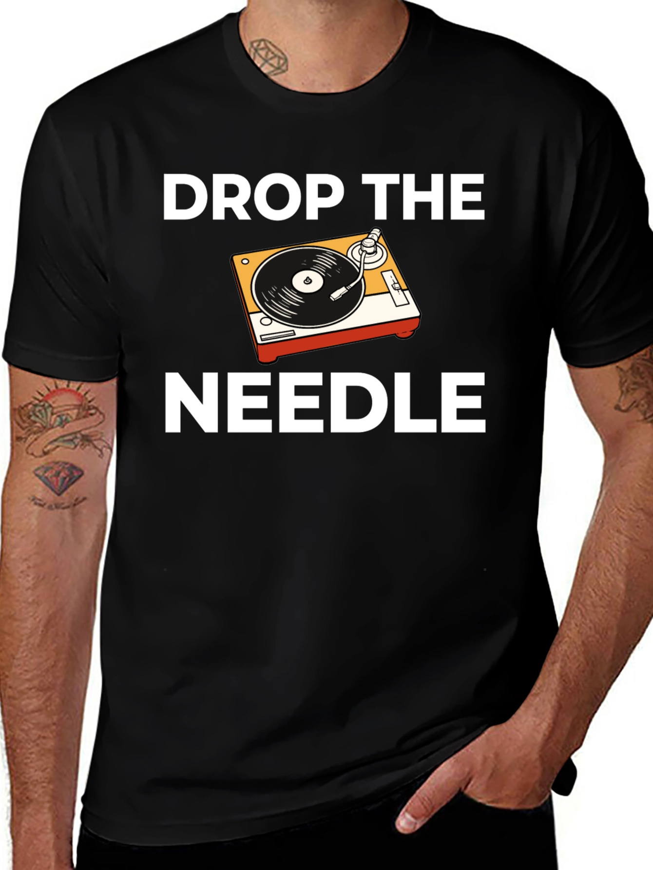 Variant 8 of Drop the Needle Graphic Tee - Vinyl Record Lover Shirt