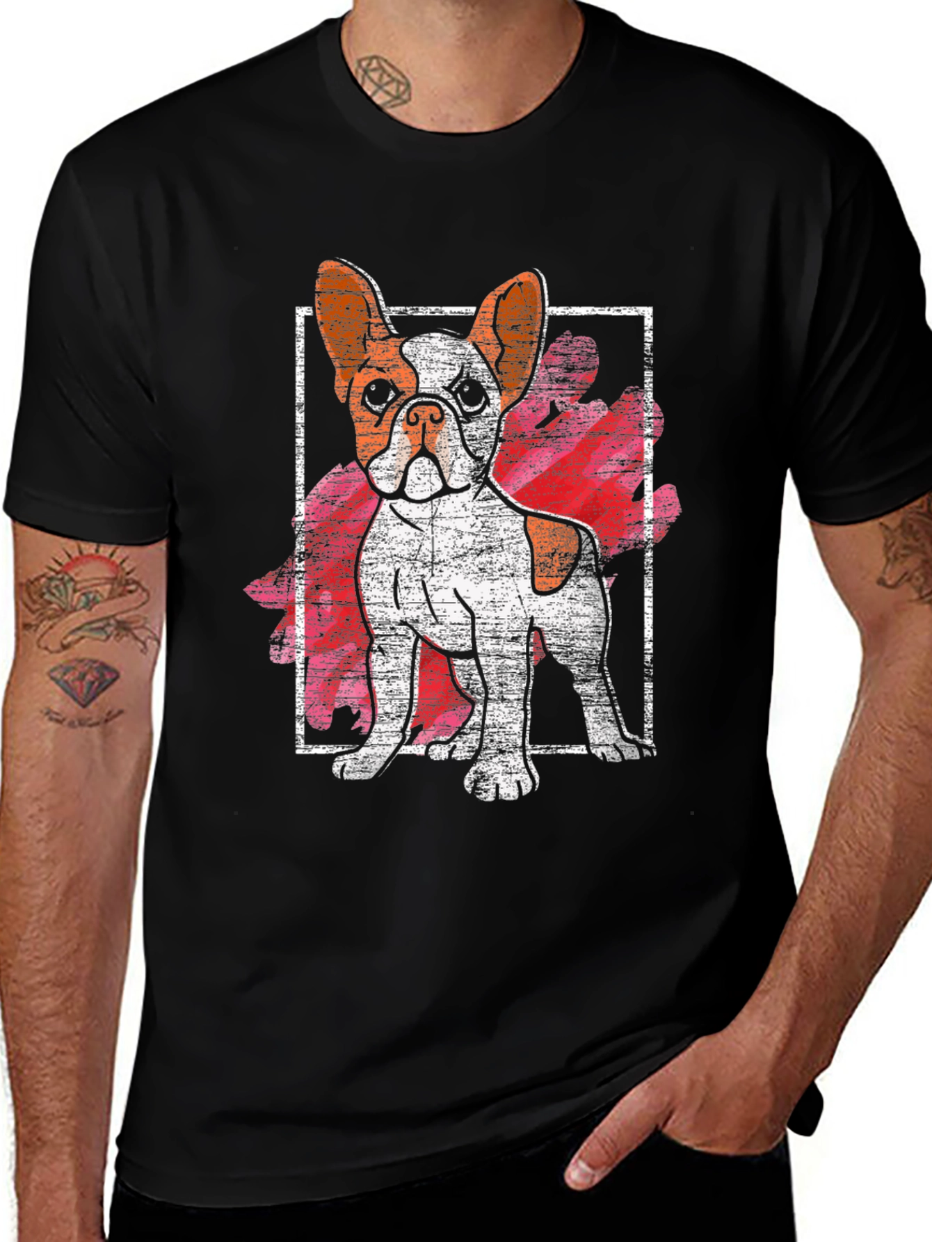 Variant 18 of Cool French Bulldog Graphic T-Shirt - Unisex Black Tee