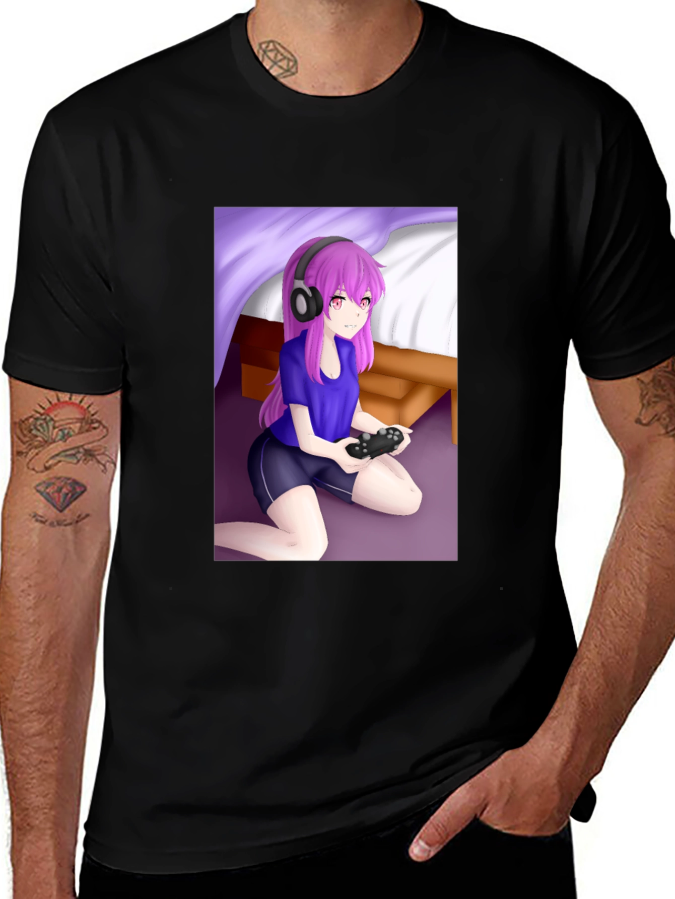 Variant 12 of Gamer Anime Girl T-Shirt - Unique Design