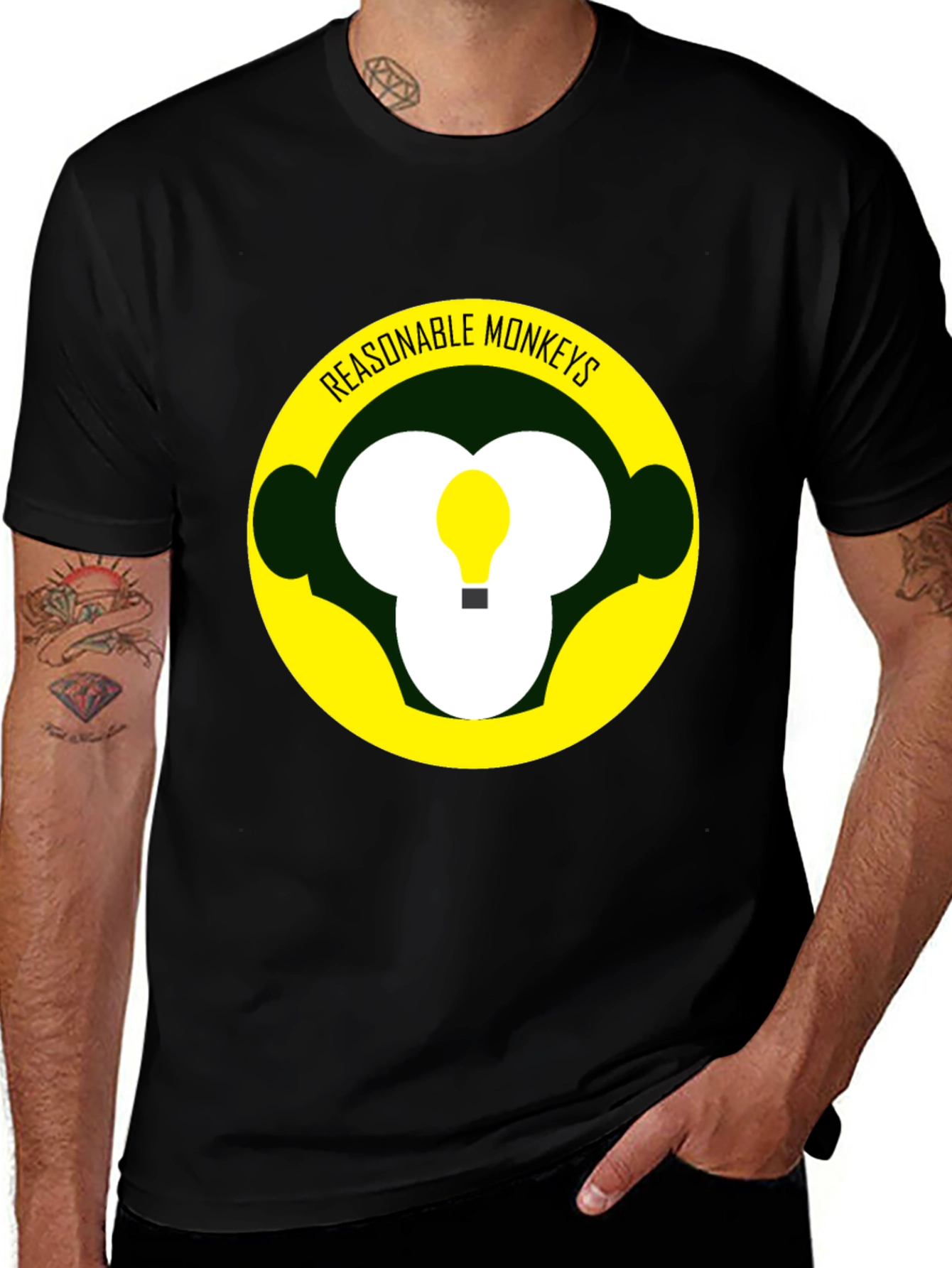 Reasonable Monkeys T-Shirt - Black Graphic Tee