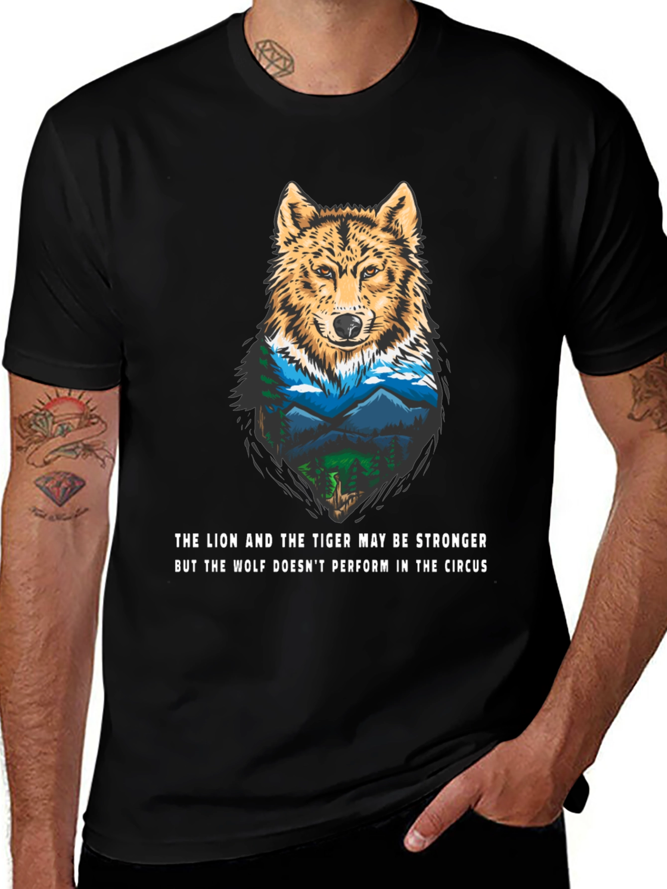 Variant 14 of Wolf Nature Graphic Tee - Men's Black T-Shirt