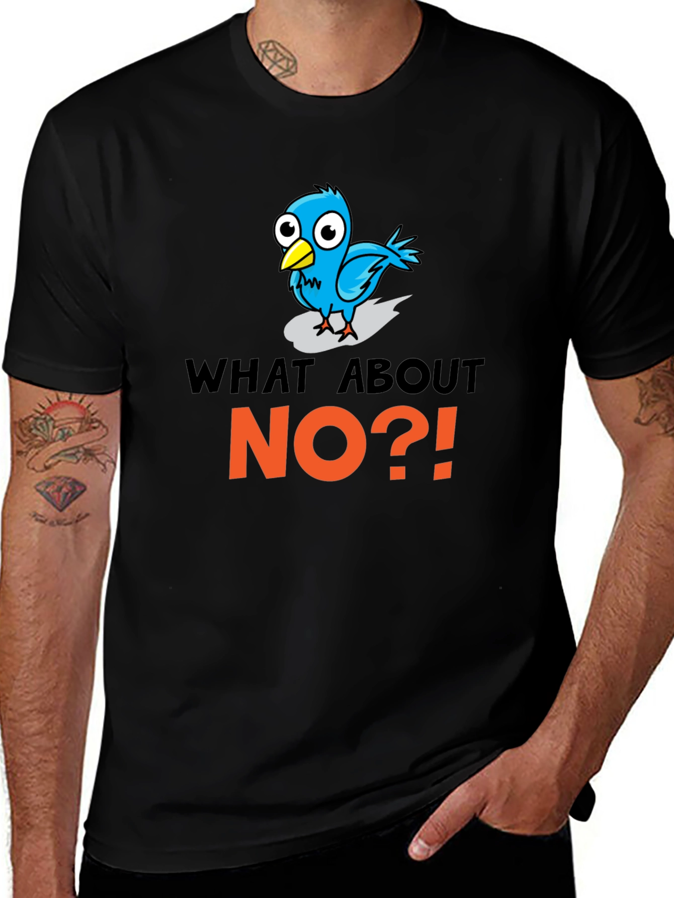 Variant 14 of What About No?! T-Shirt Funny Bird Design