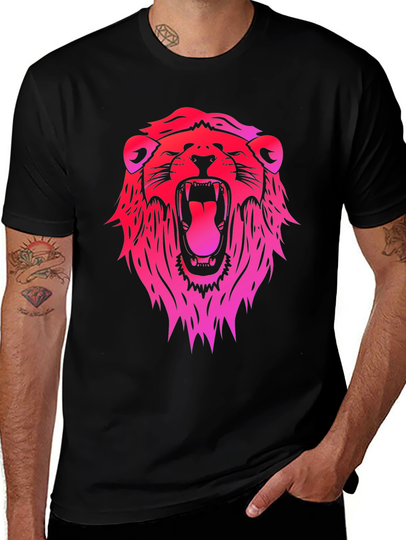 Variant 12 of Bold Lion Graphic Tee - Black
