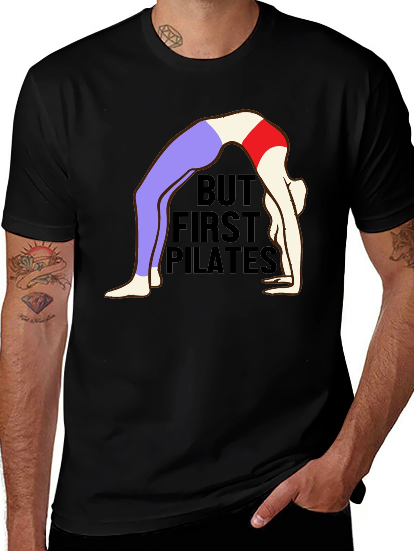 But First Pilates Black Graphic T-Shirt