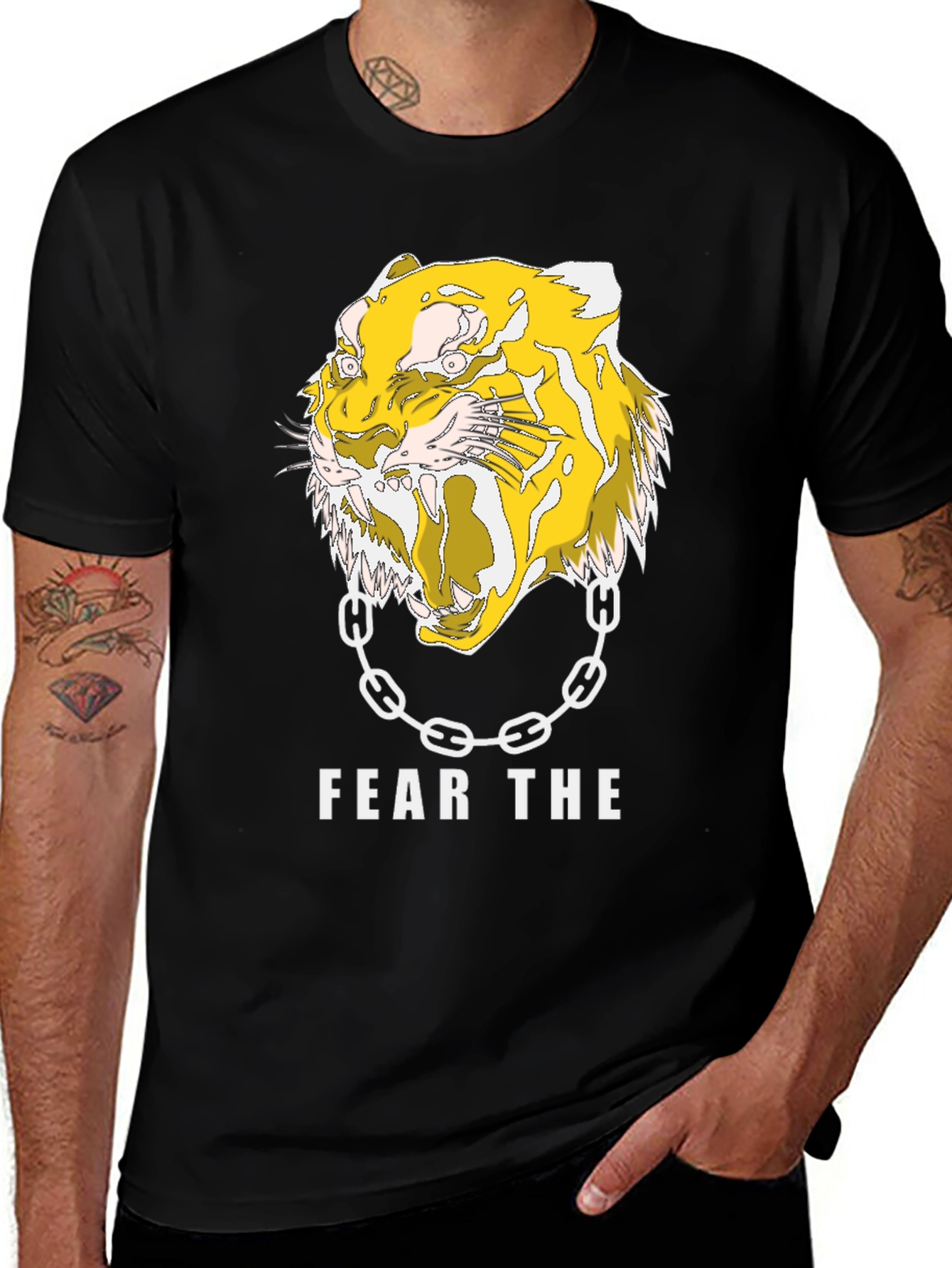 Variant 24 of Fear the Tiger Graphic Print Black T-Shirt