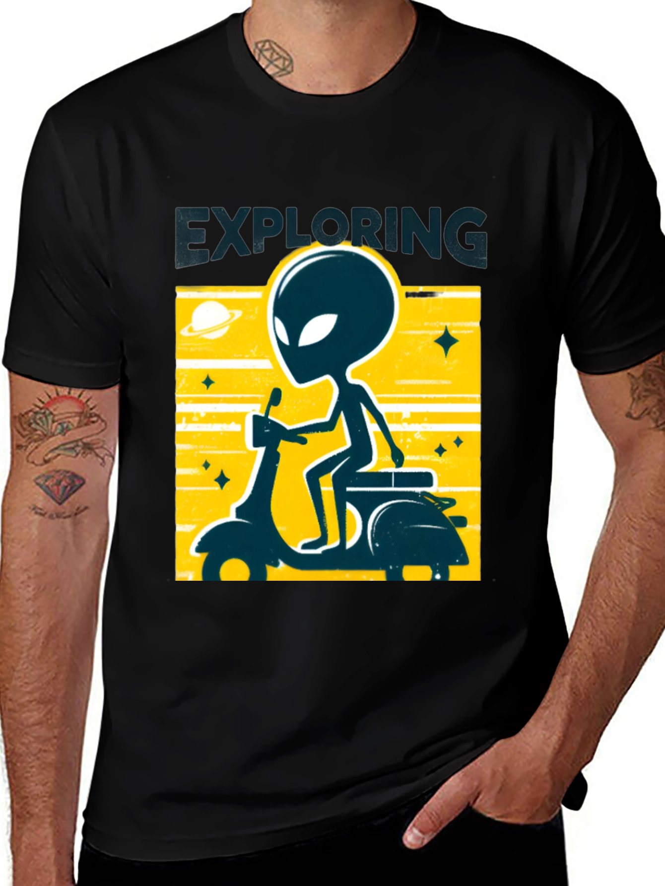 Variant 22 of Alien Scooter Graphic T-Shirt - Exploring Tee
