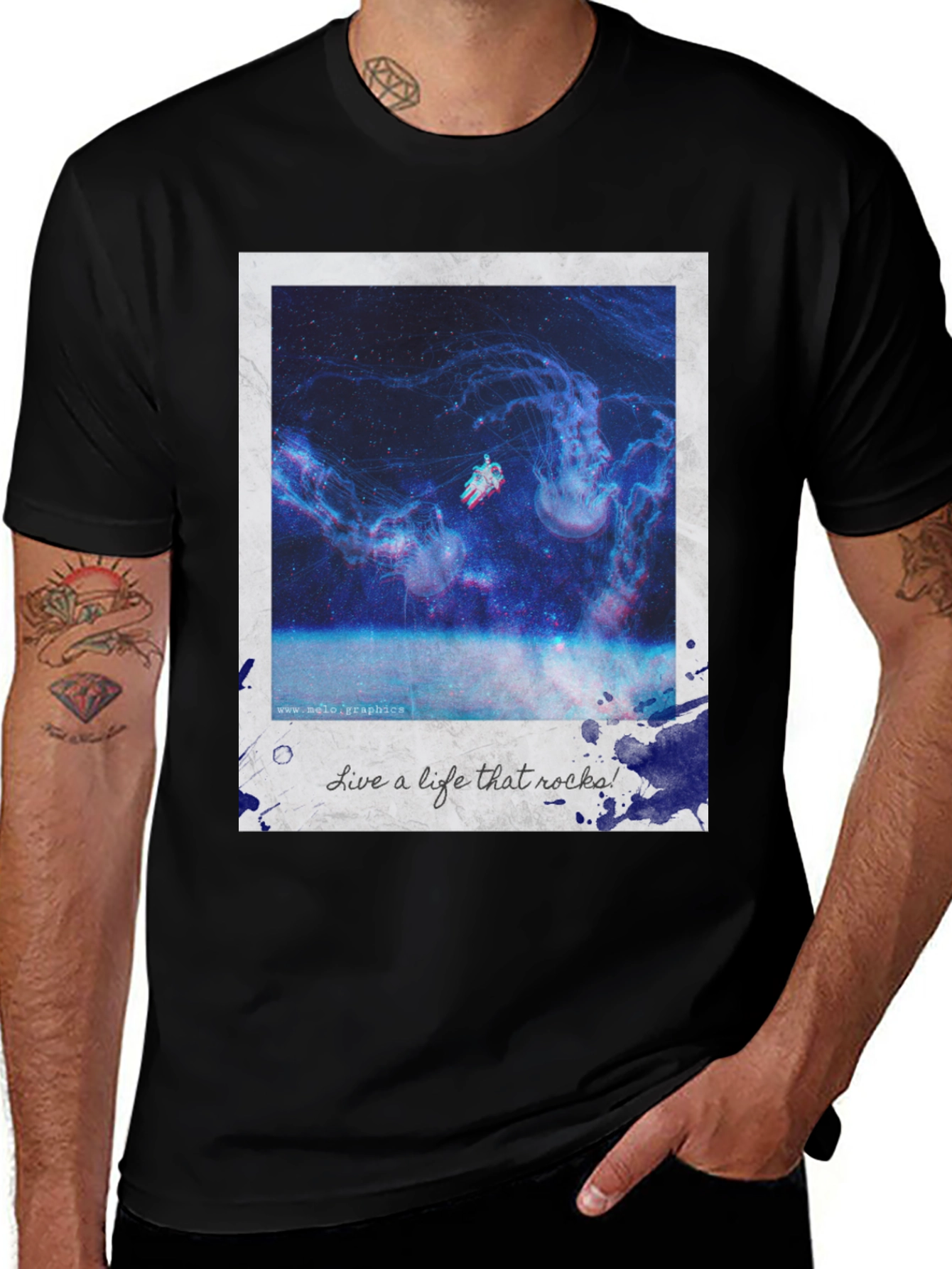 Variant 5 of Astronaut Jellyfish Graphic Tee - Unique Galaxy Design