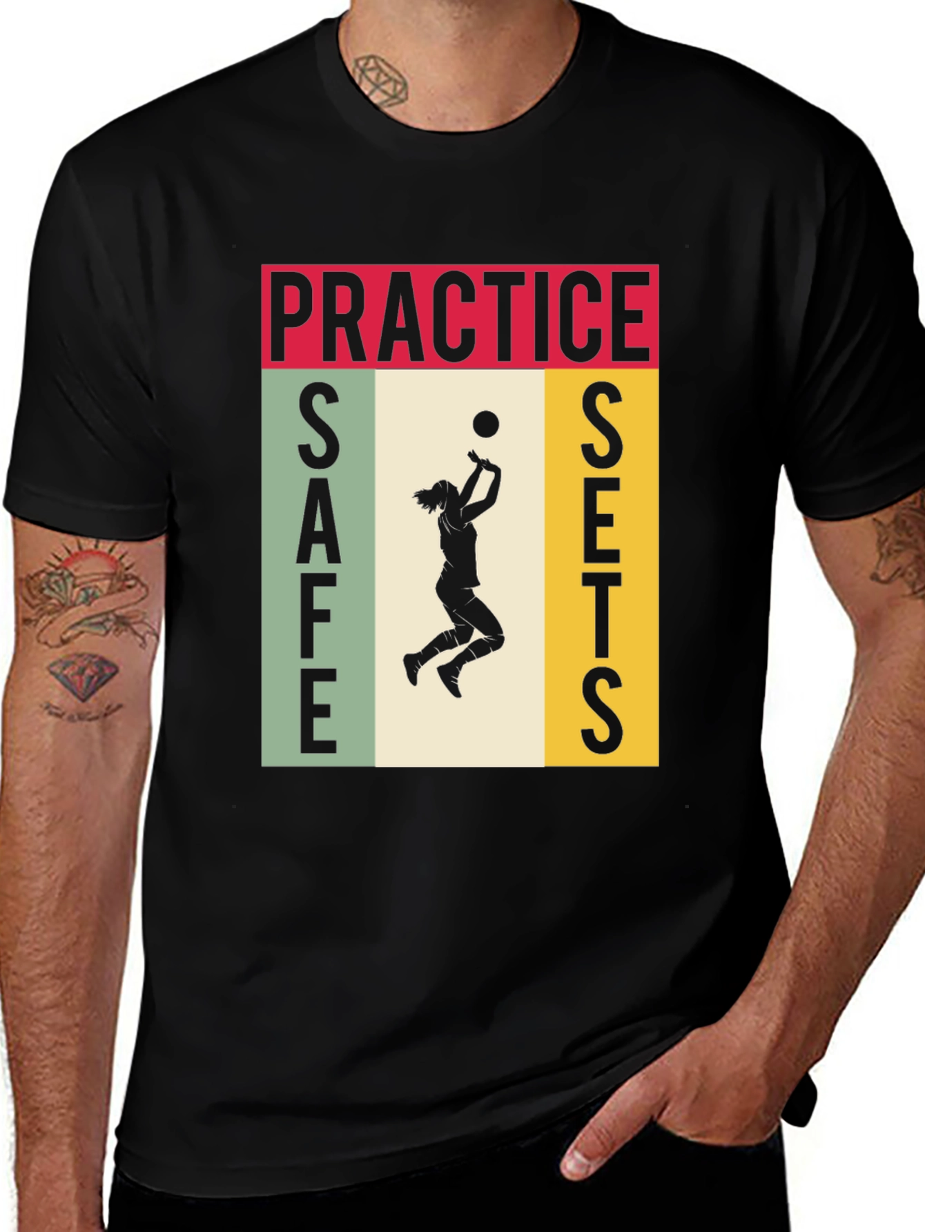 Black Practice Safe Sets Volleyball Graphic Tee main image