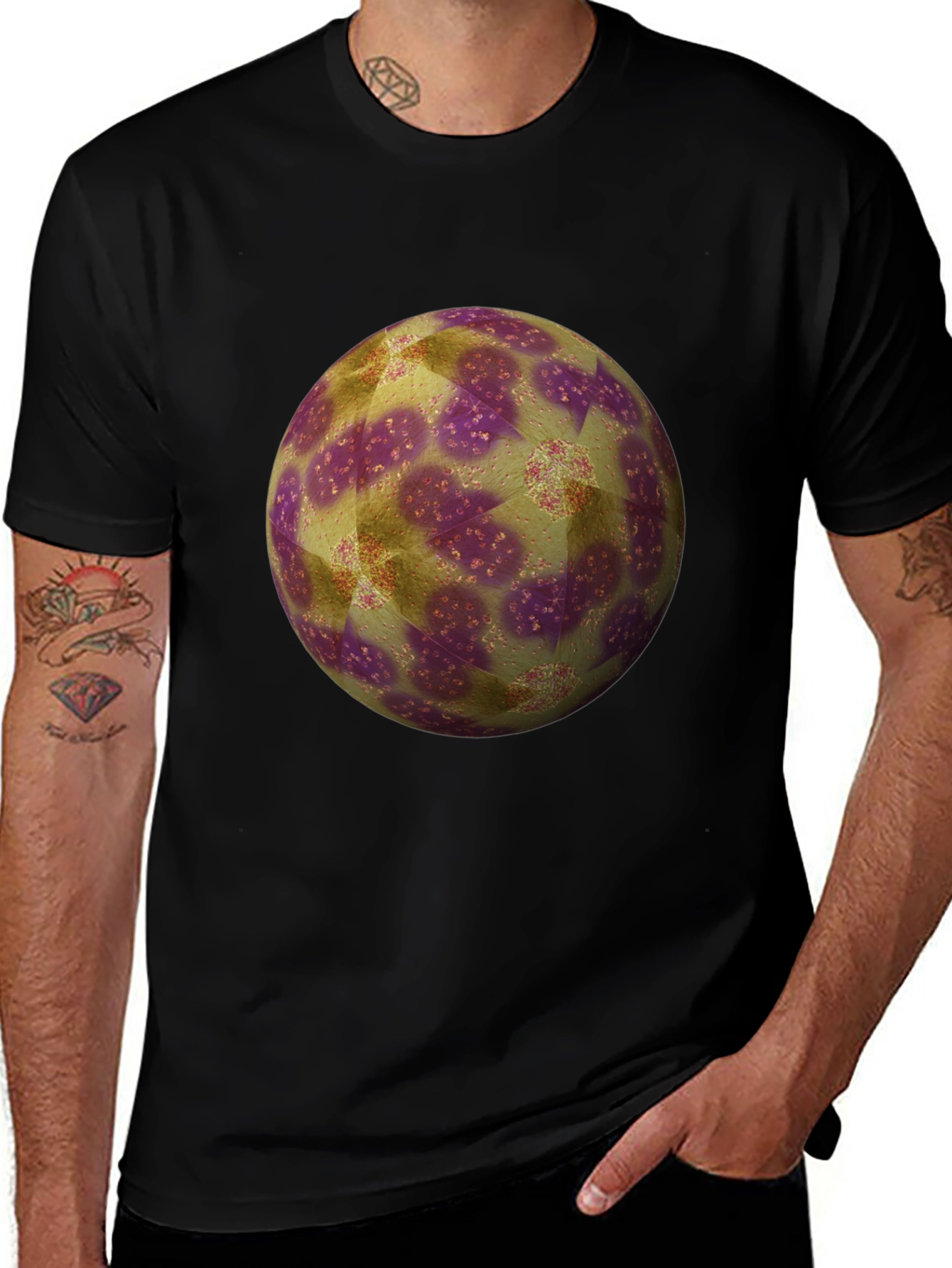 Variant 20 of Abstract Sphere Graphic Black Tee