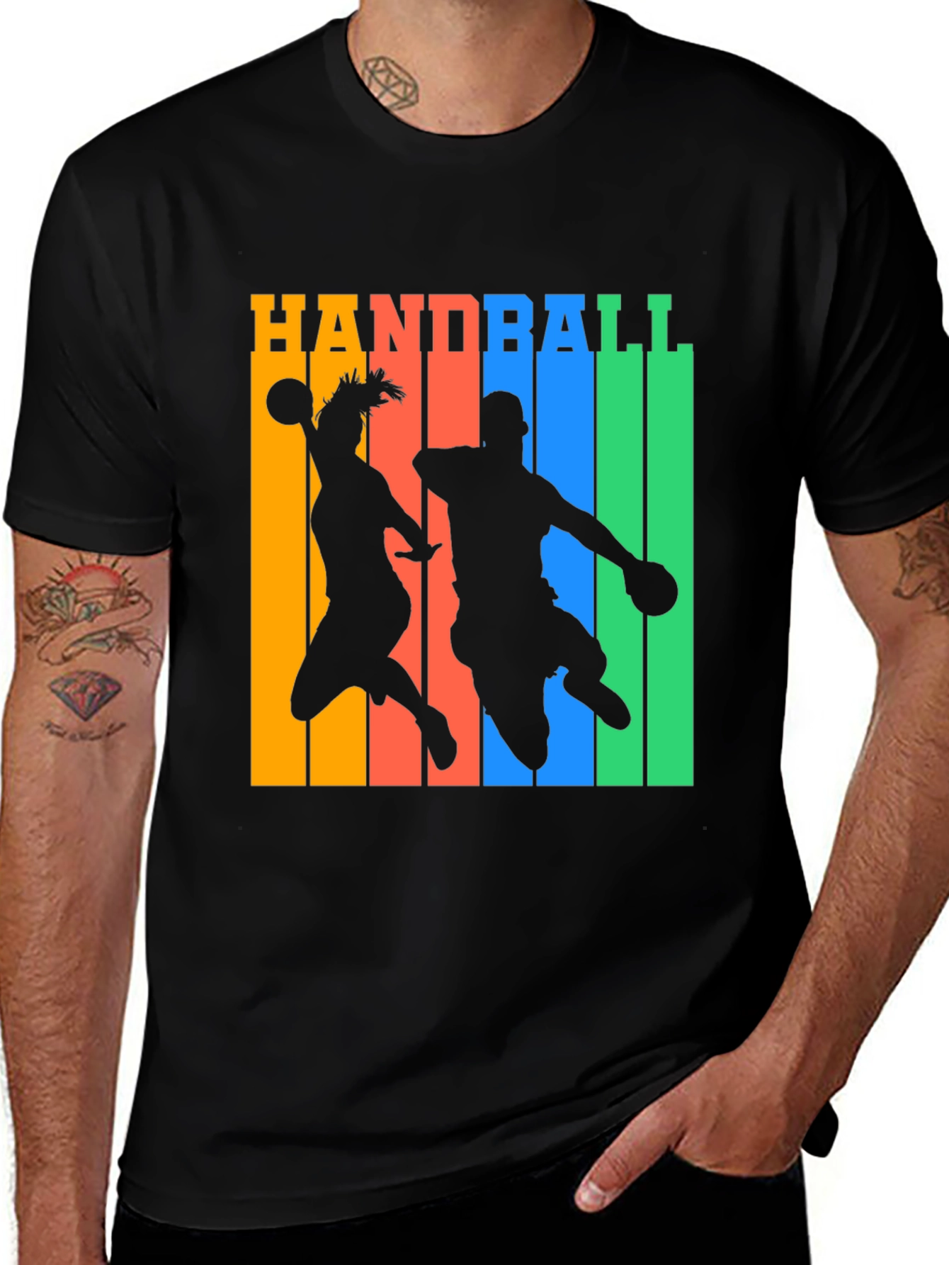 Handball Player Silhouette Graphic T-Shirt