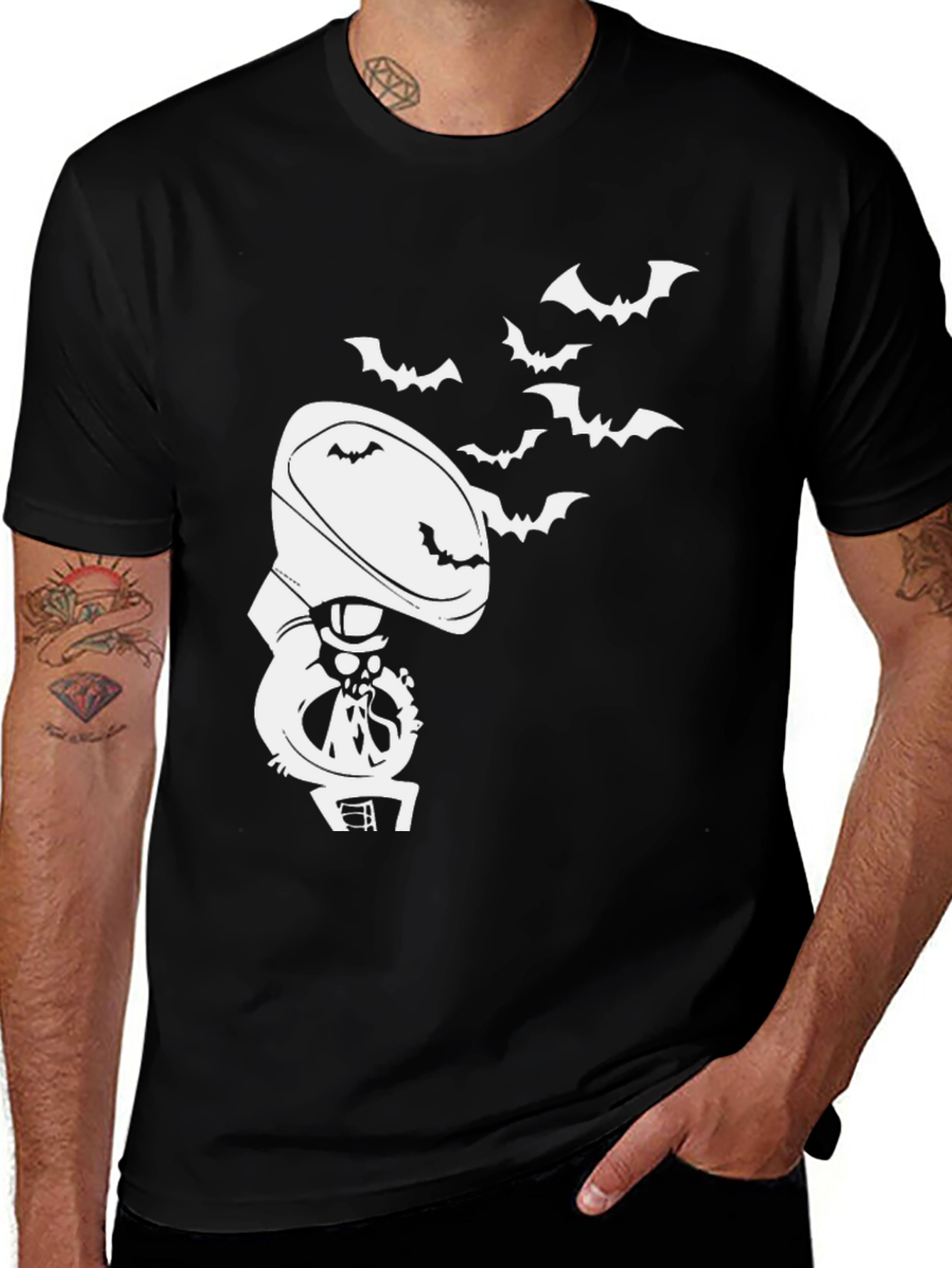 Halloween Phonograph Bat Graphic Tee