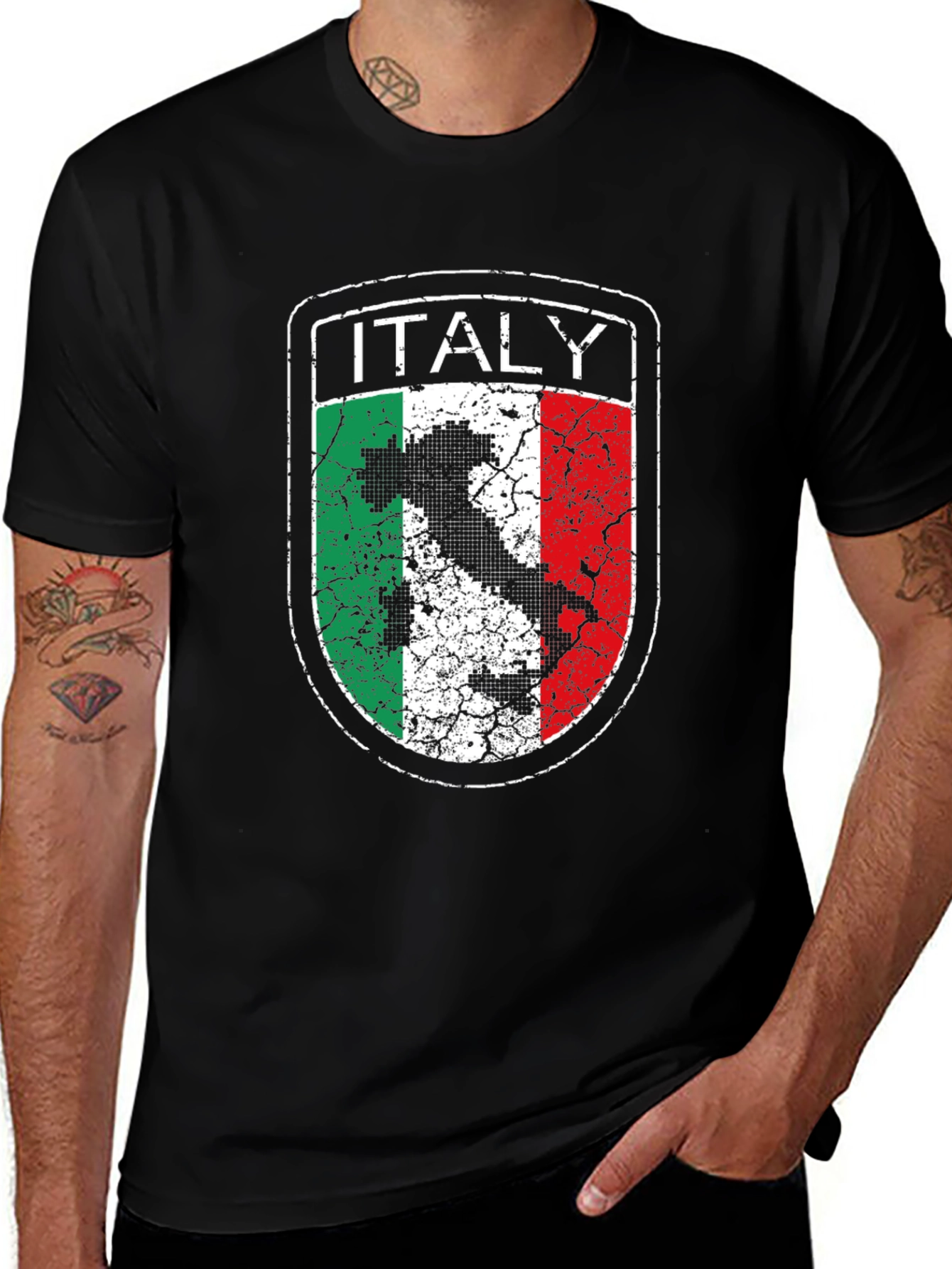 Italy Flag Distressed Graphic T-Shirt