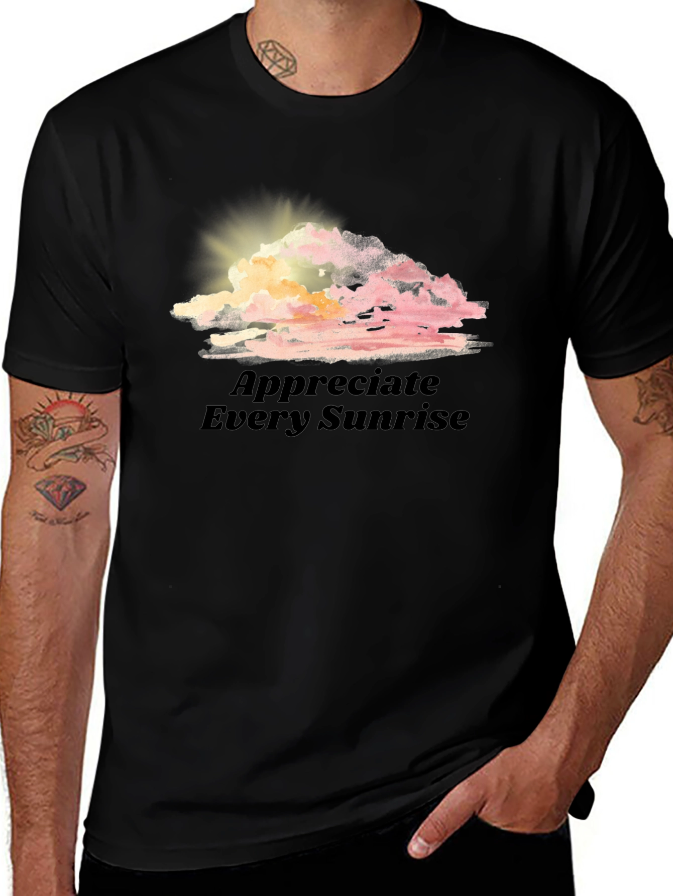 Black Sunrise Cloud Graphic Tee - Appreciate Every Sunrise main image