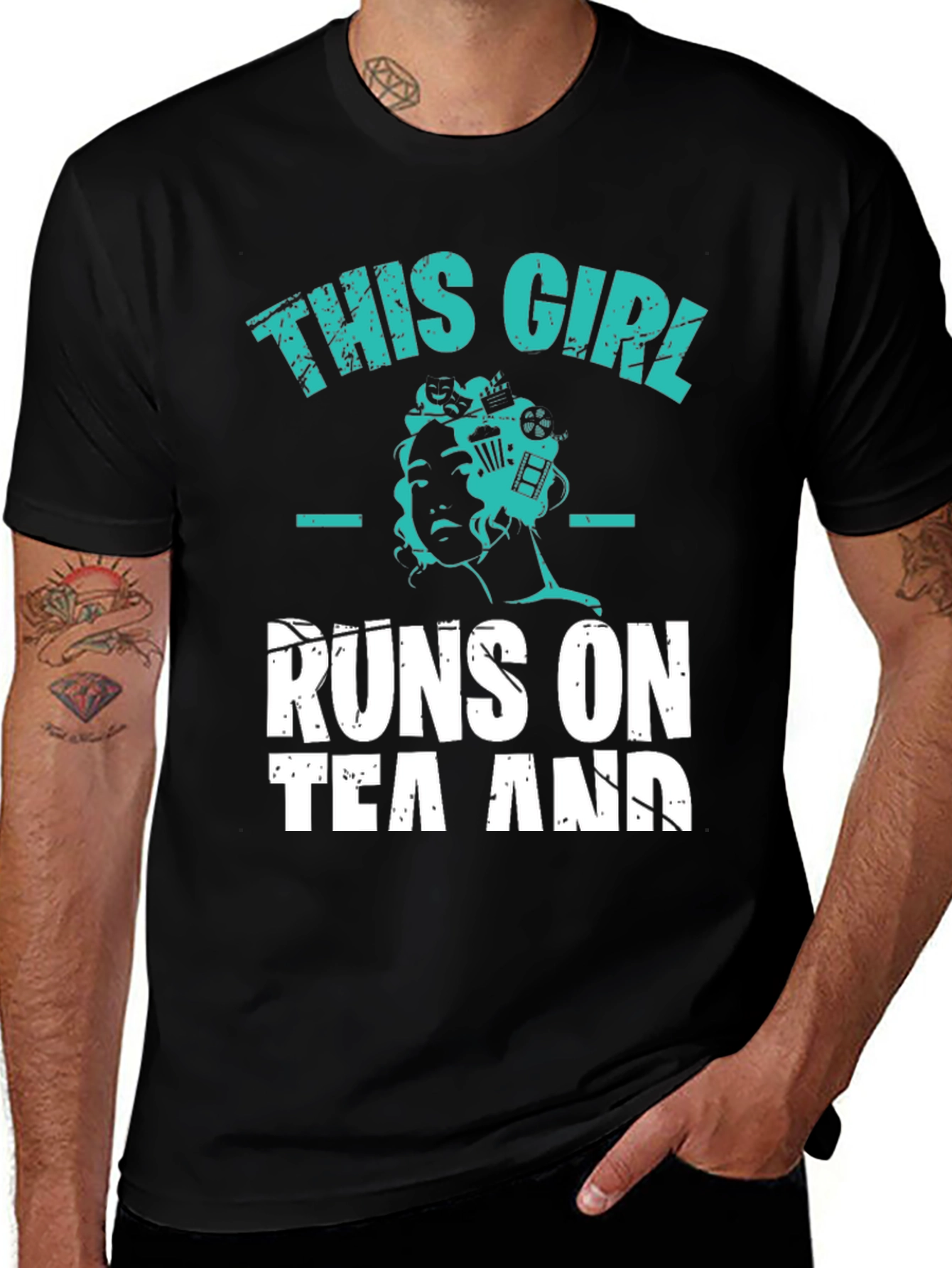 Variant 18 of This Girl Runs on Tea Black T-Shirt