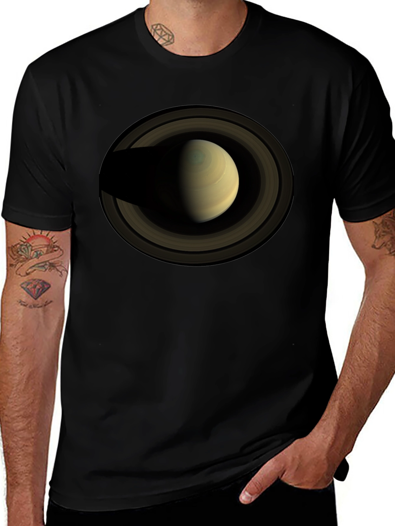 Saturn Graphic Tee - Space Planet Design