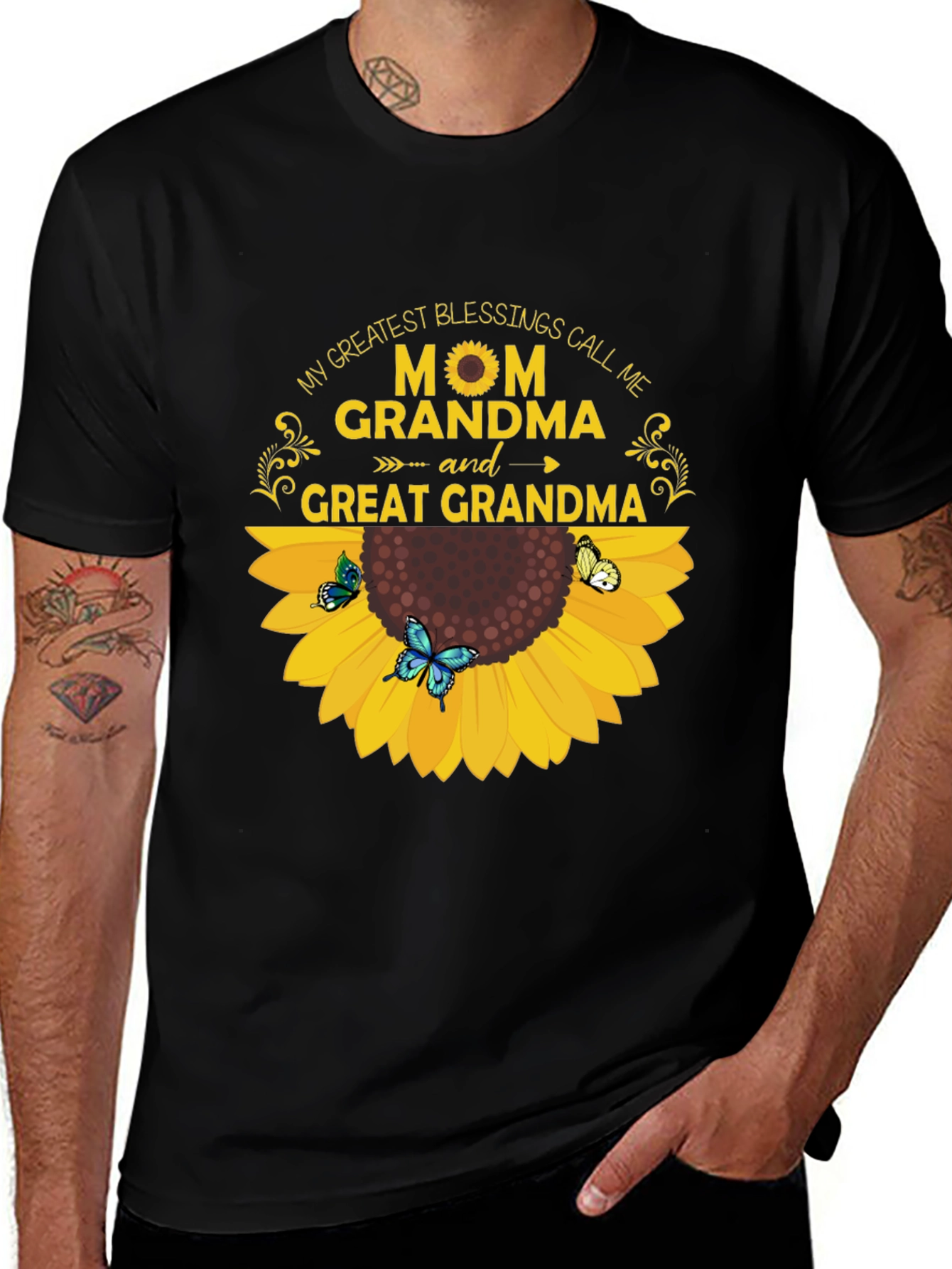 Variant 16 of Mom Grandma Great Grandma Sunflower Graphic Tee