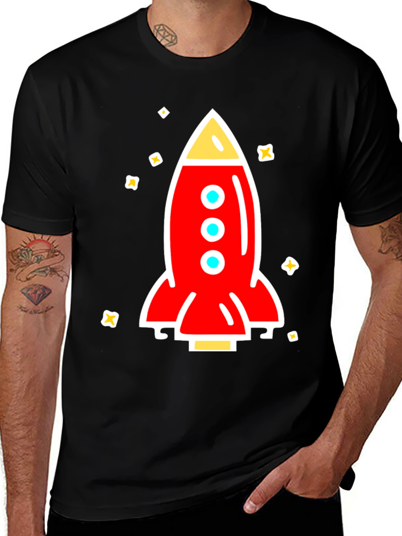Black Rocket Graphic Tee - Space Adventure Shirt main image