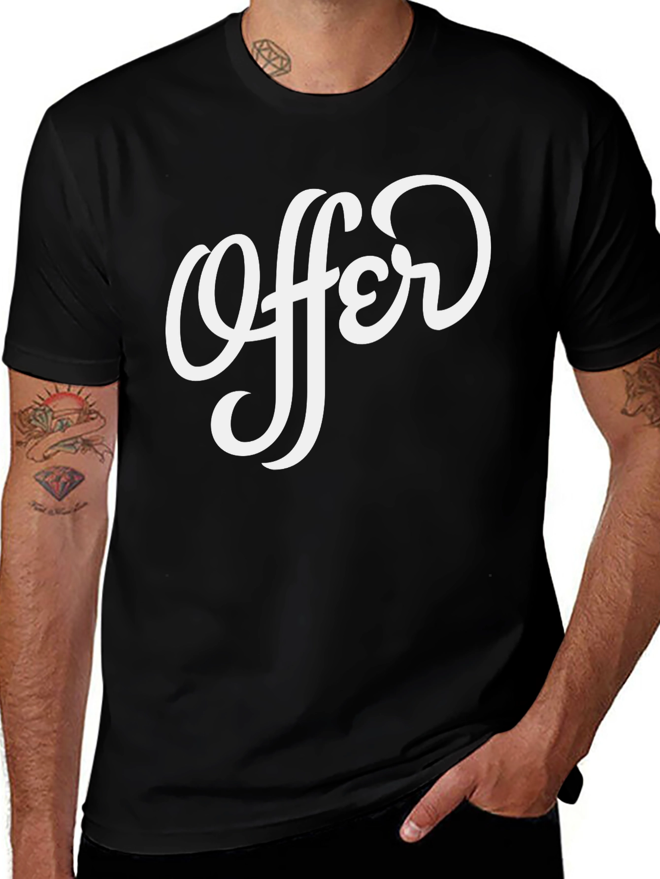 Variant 24 of Stylish "Offer" Graphic Print Black T-Shirt