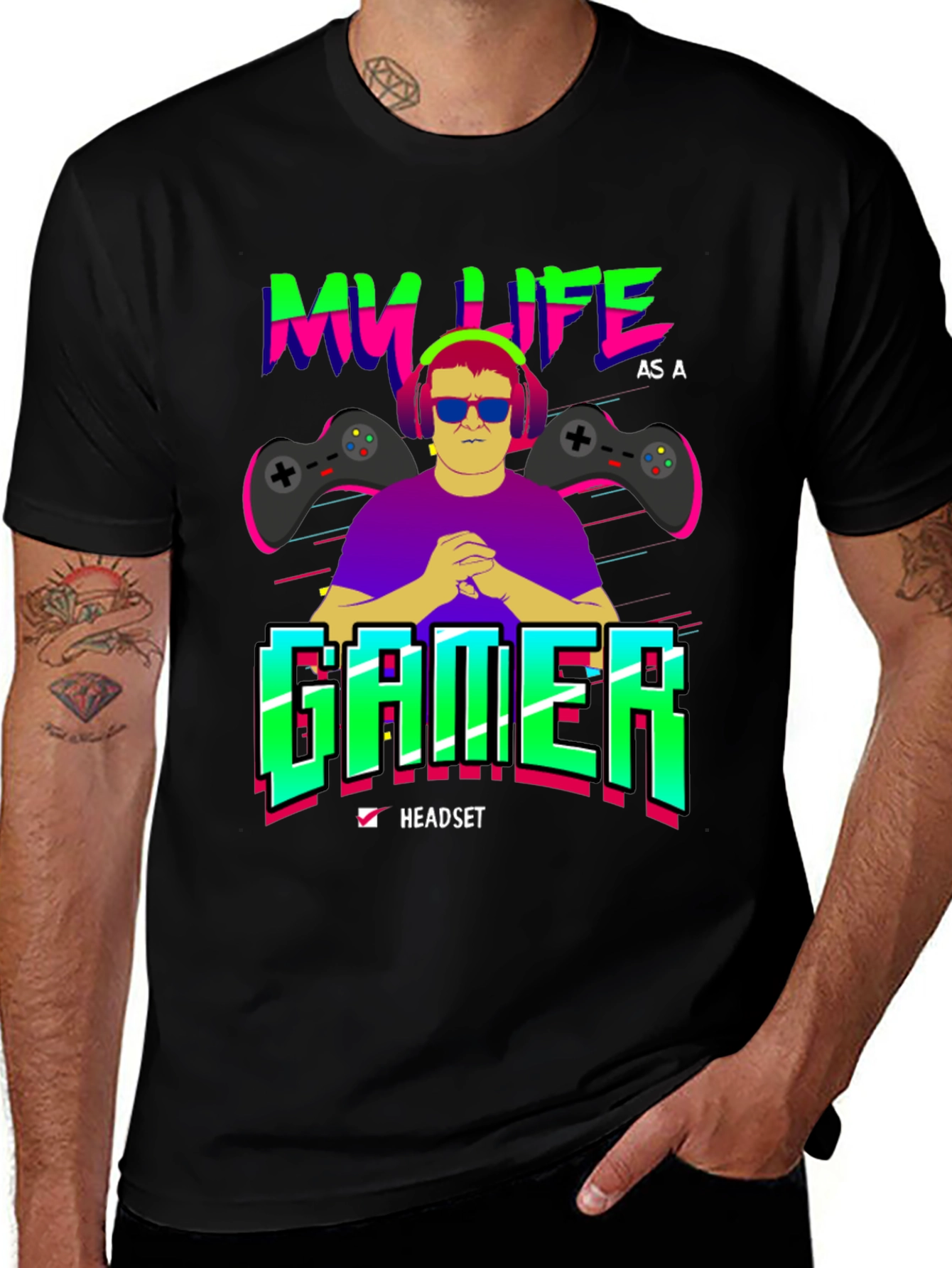 Variant 18 of My Life as a Gamer Graphic Tee - Black Cotton
