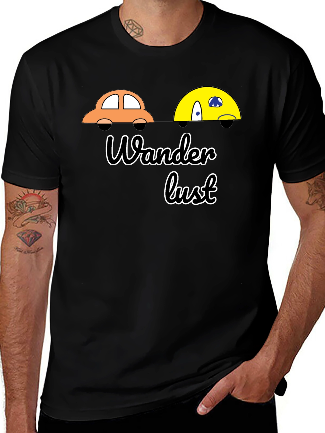 Variant 22 of Wanderlust Car Graphic Black T-Shirt