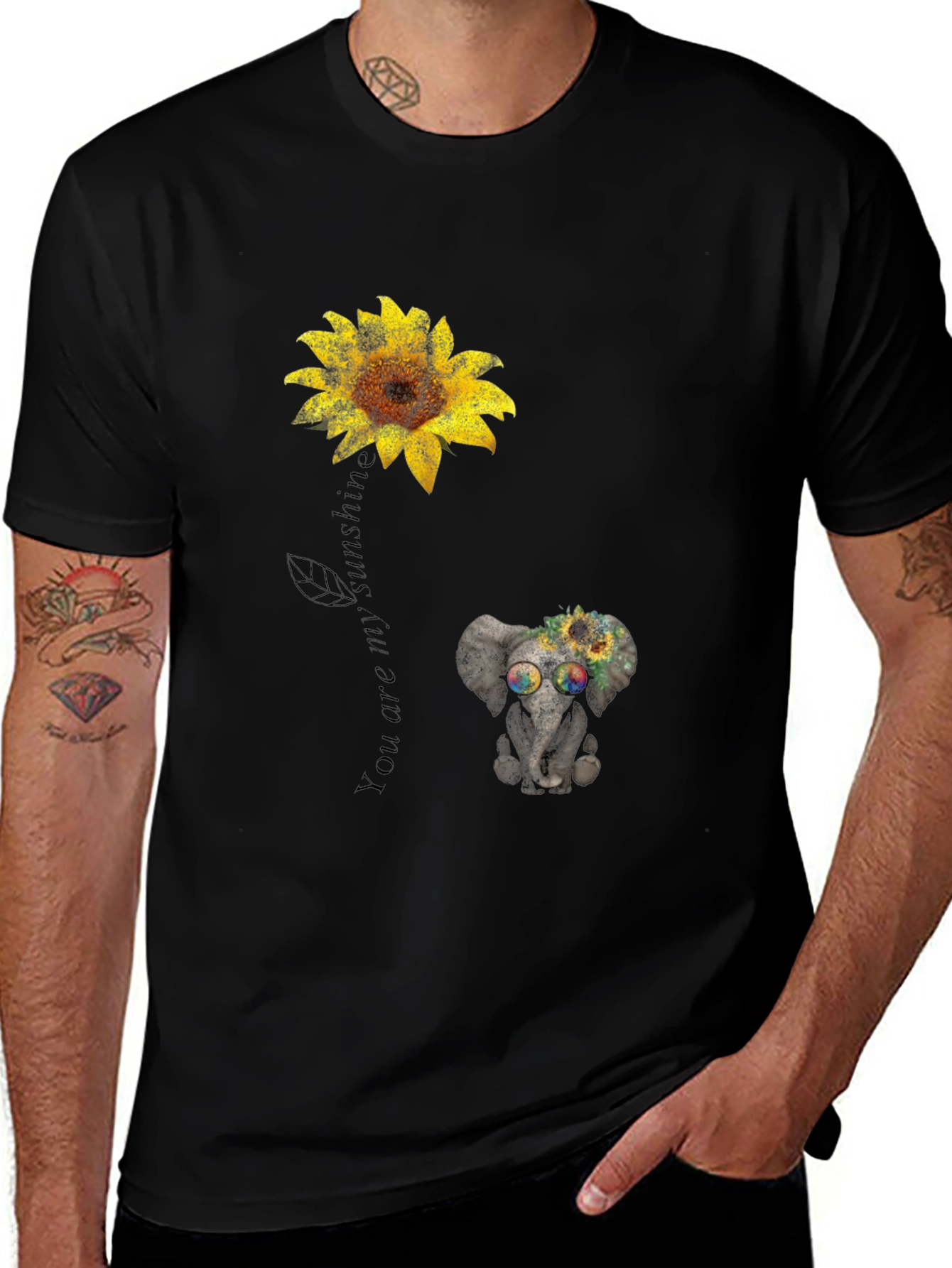 Variant 19 of Sunflower Elephant Graphic Tee - You Are My Sunshine Shirt