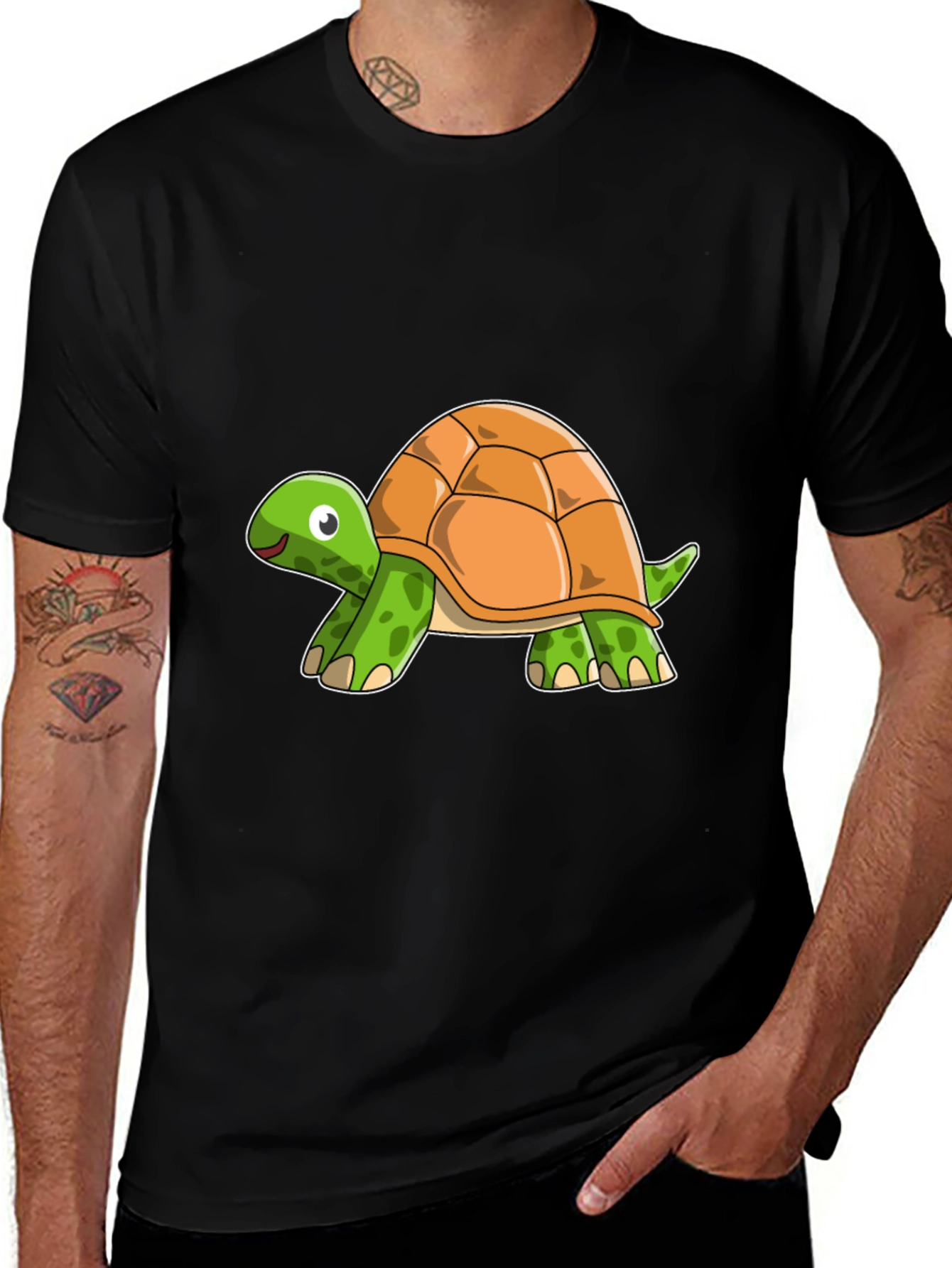 Variant 26 of Turtle Graphic Tee - Black Cotton T-Shirt