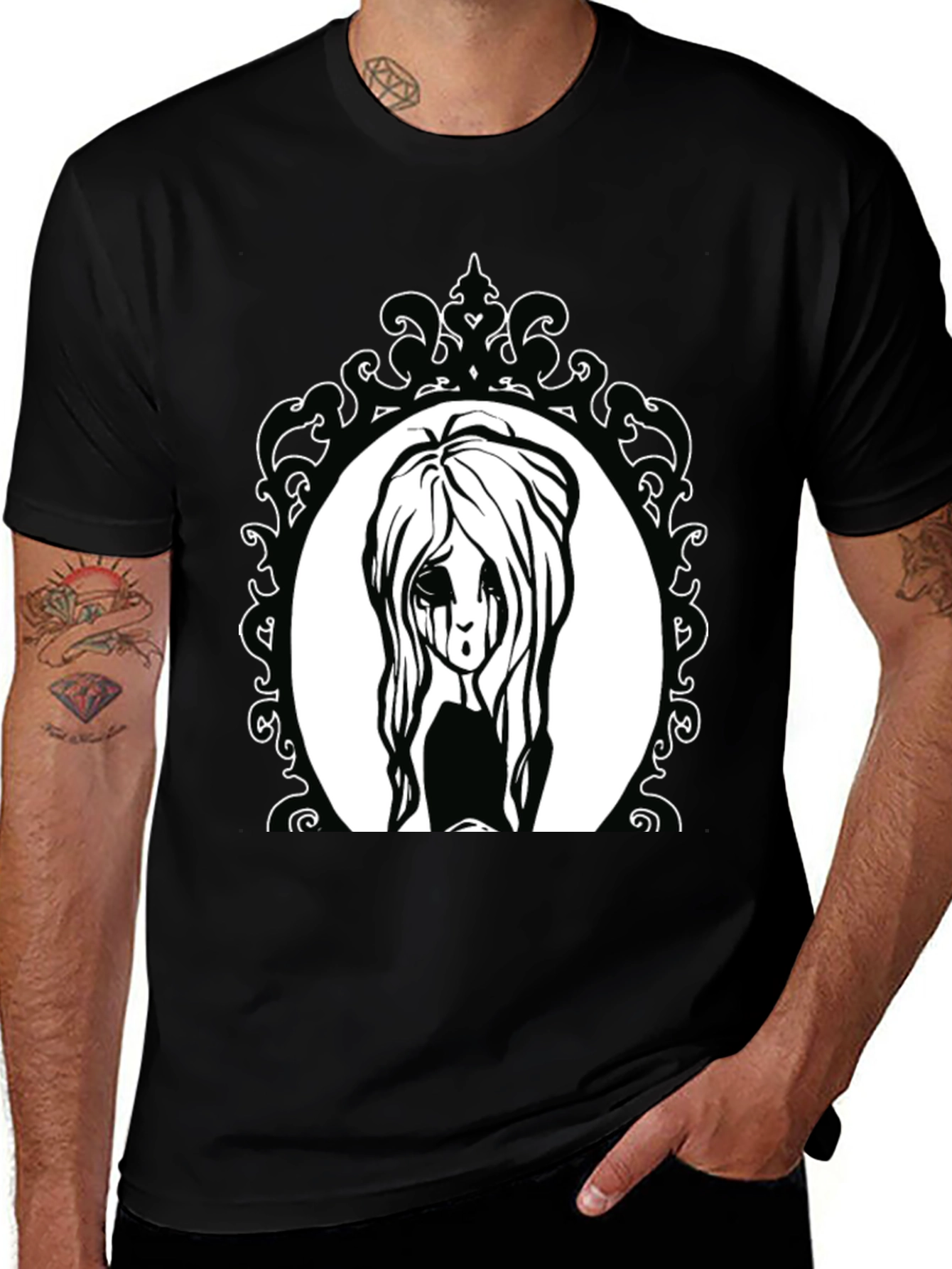 Variant 7 of Gothic Girl Portrait Black Tee