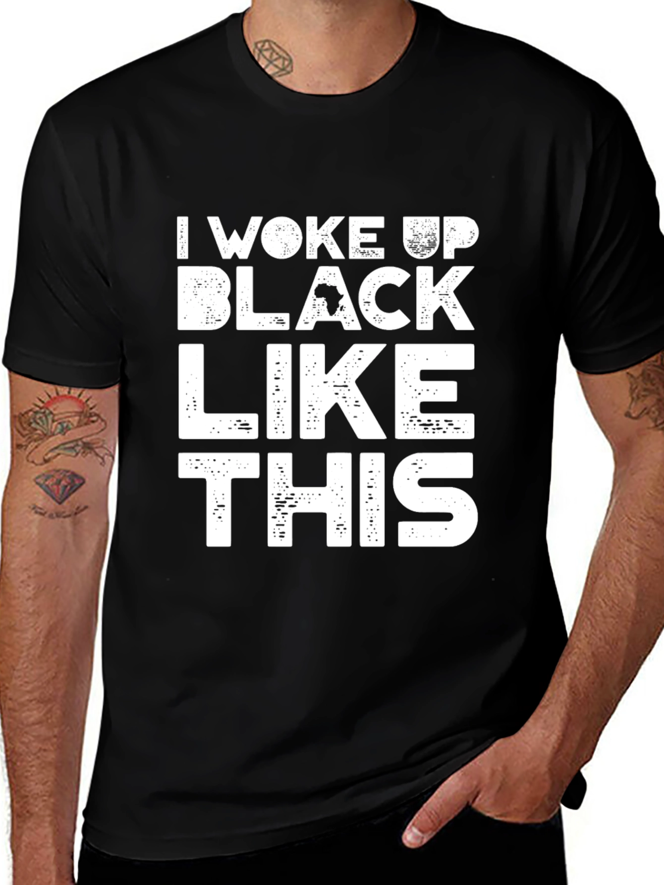 Variant 10 of Black Graphic T-Shirt - I Woke Up Black Like This