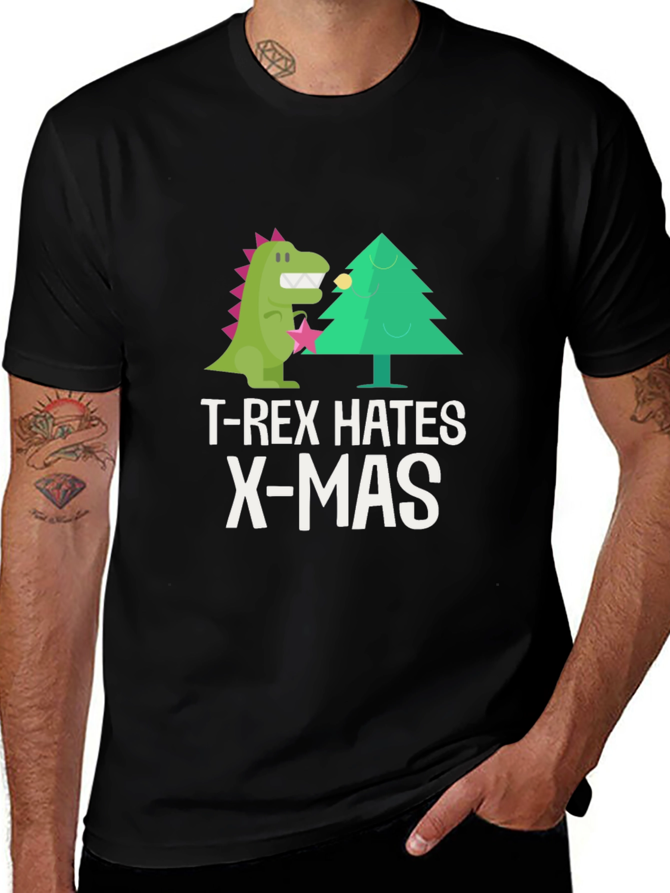 Variant 5 of T-Rex Hates Christmas Graphic T-Shirt