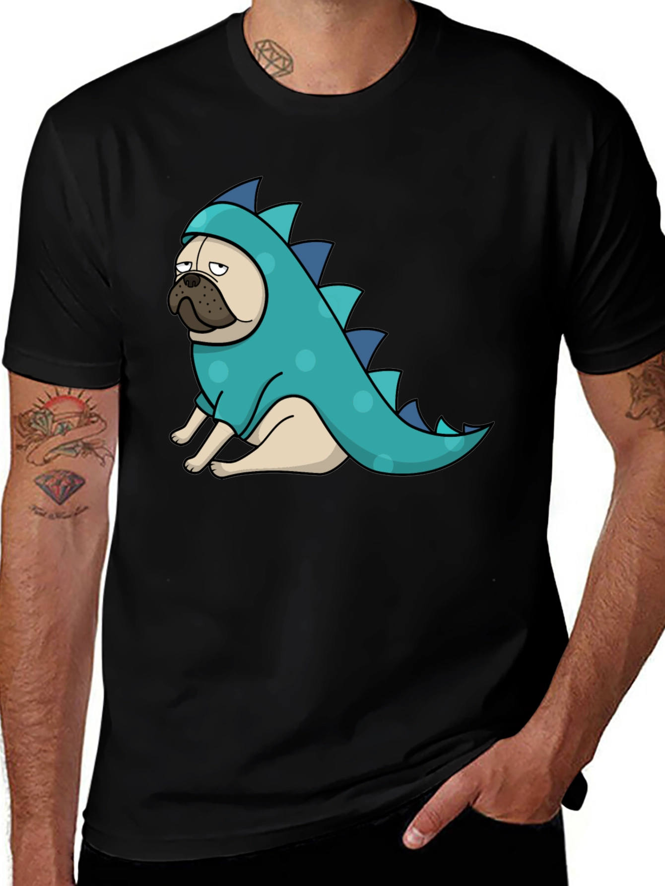 Variant 7 of Pug Dinosaur Costume Graphic T-Shirt