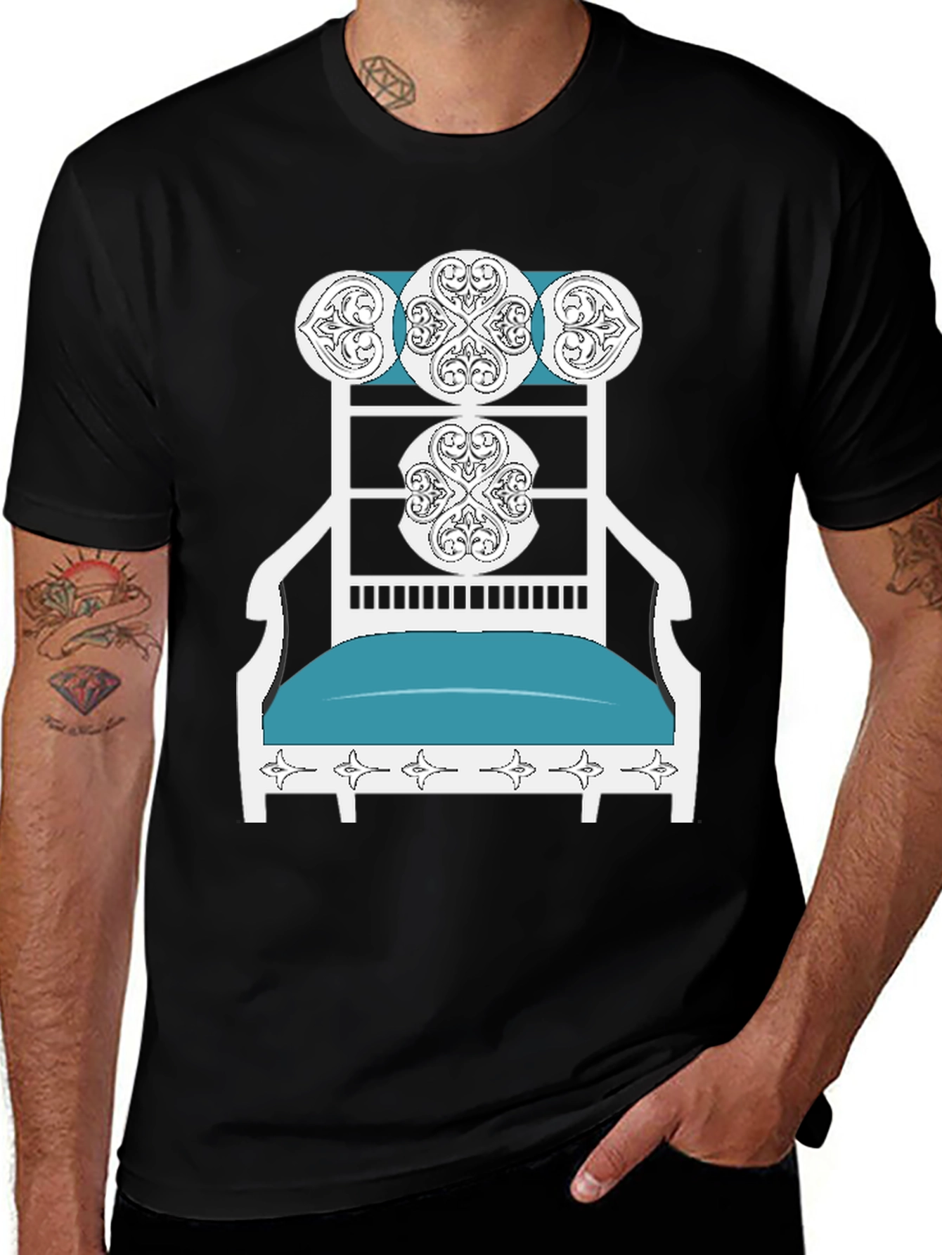 Variant 18 of Novelty T-Shirt: Ornate Chair Design