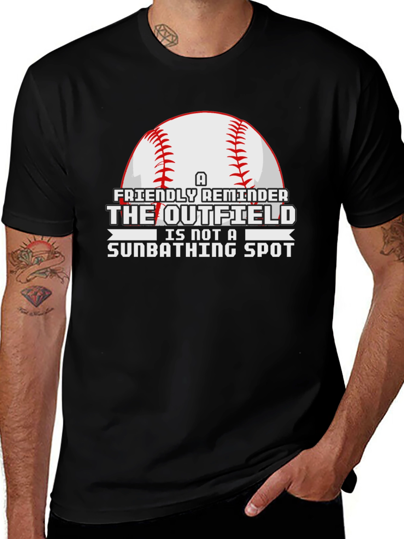 Outfield Sunbathing Baseball T-Shirt