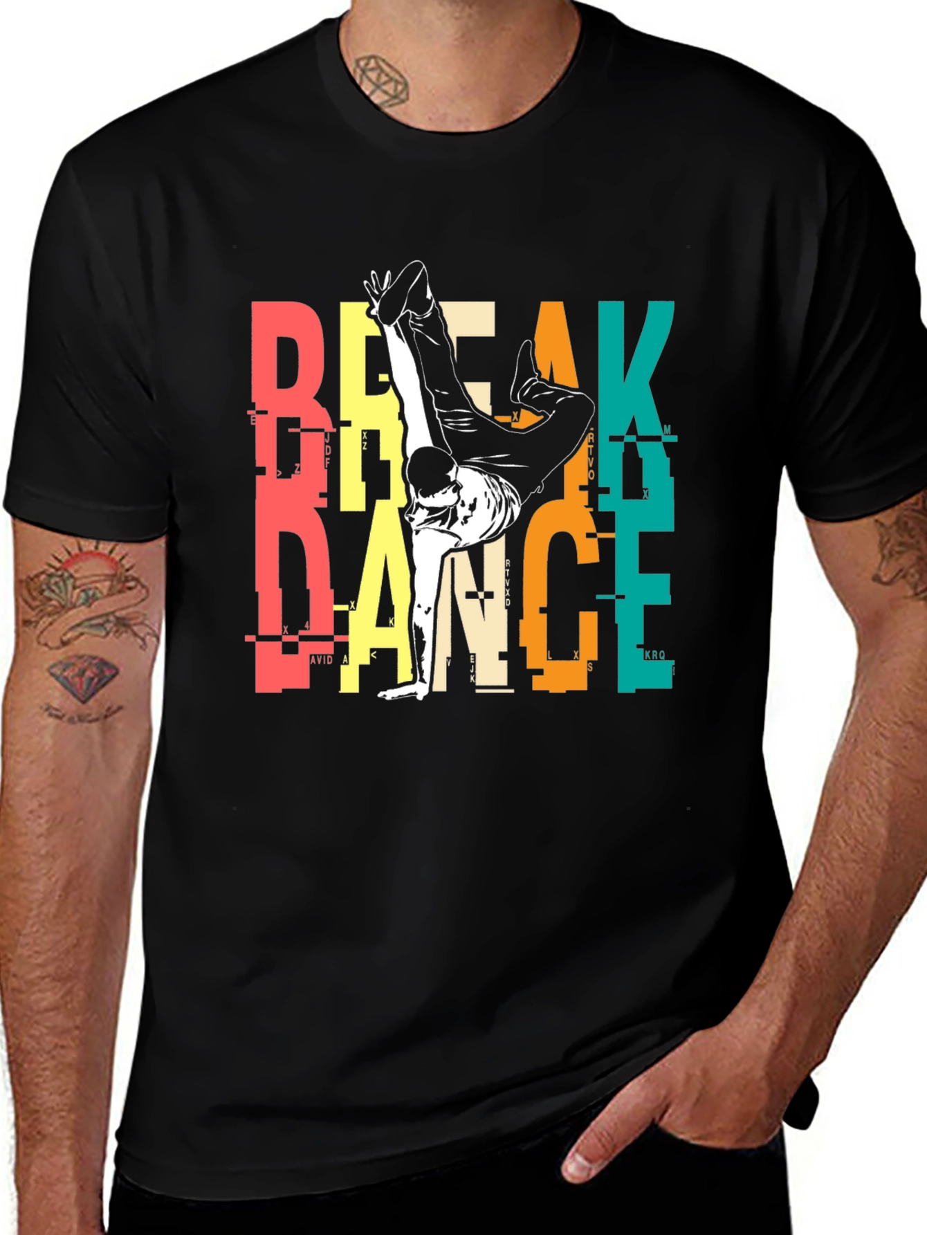 Black Breakdance Graphic Print Tee - Urban Style main image