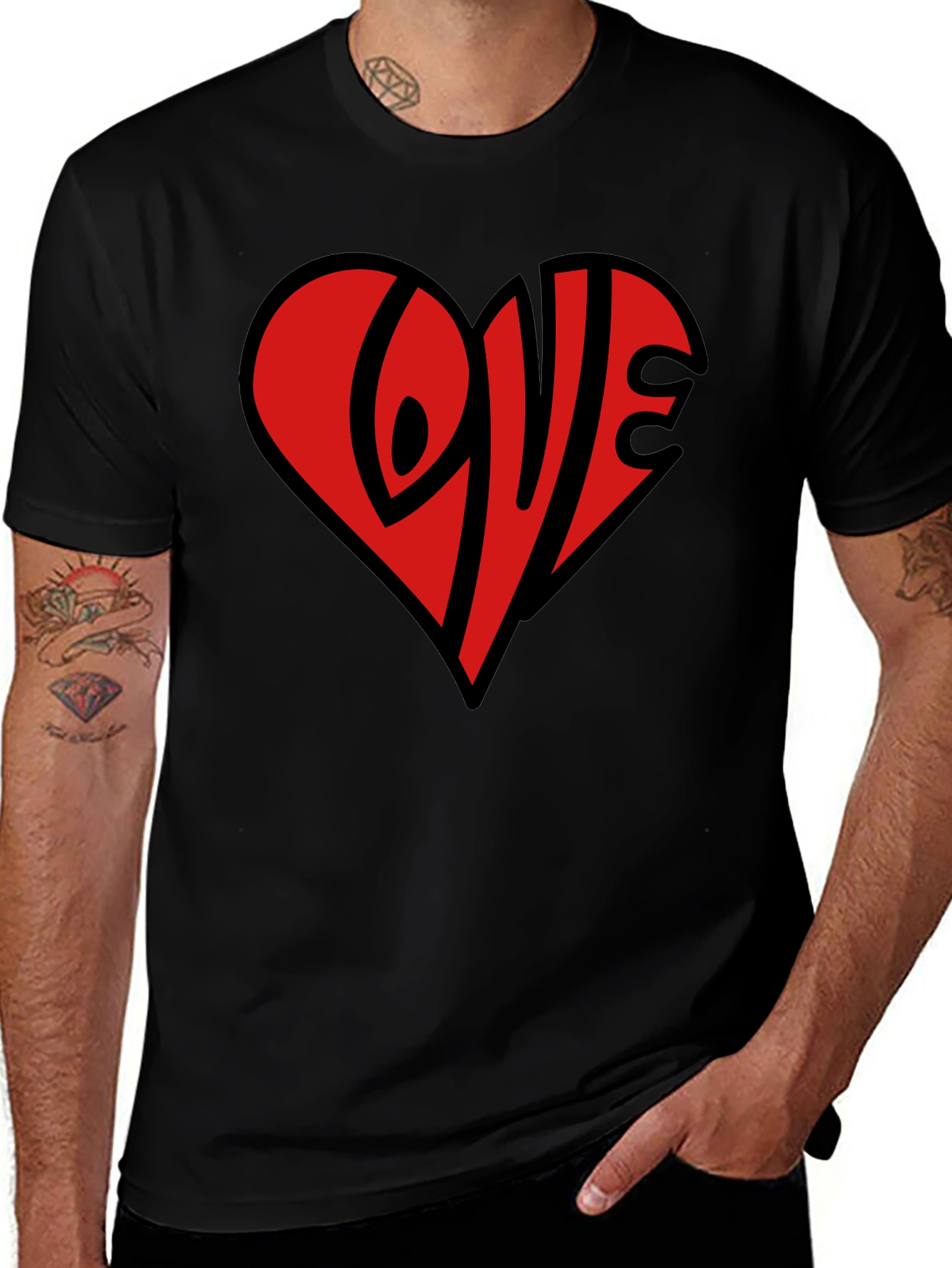 Variant 24 of Love Heart Graphic Black T-Shirt