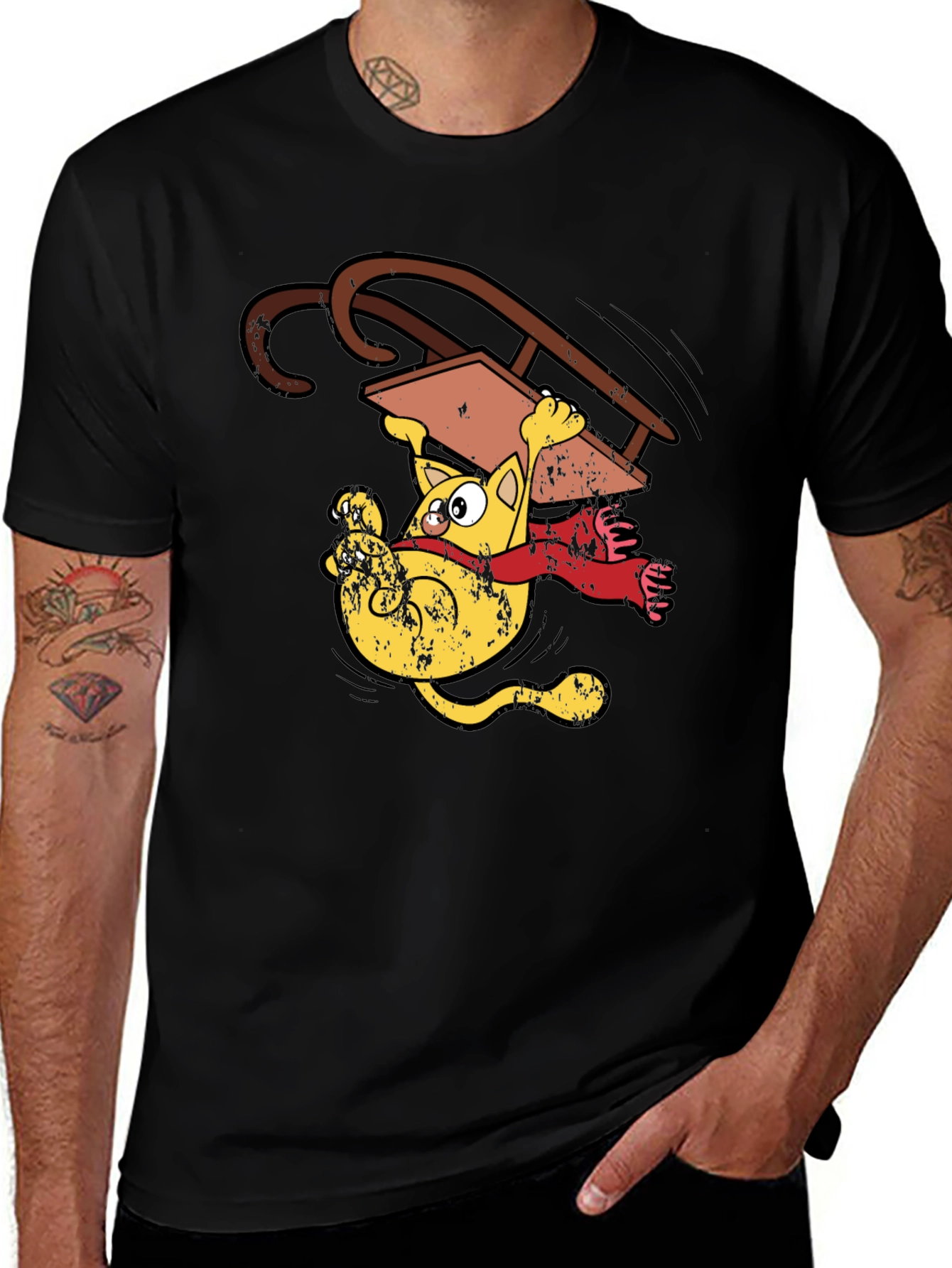 Variant 30 of Sledding Cat T-Shirt, Funny Cartoon Tee