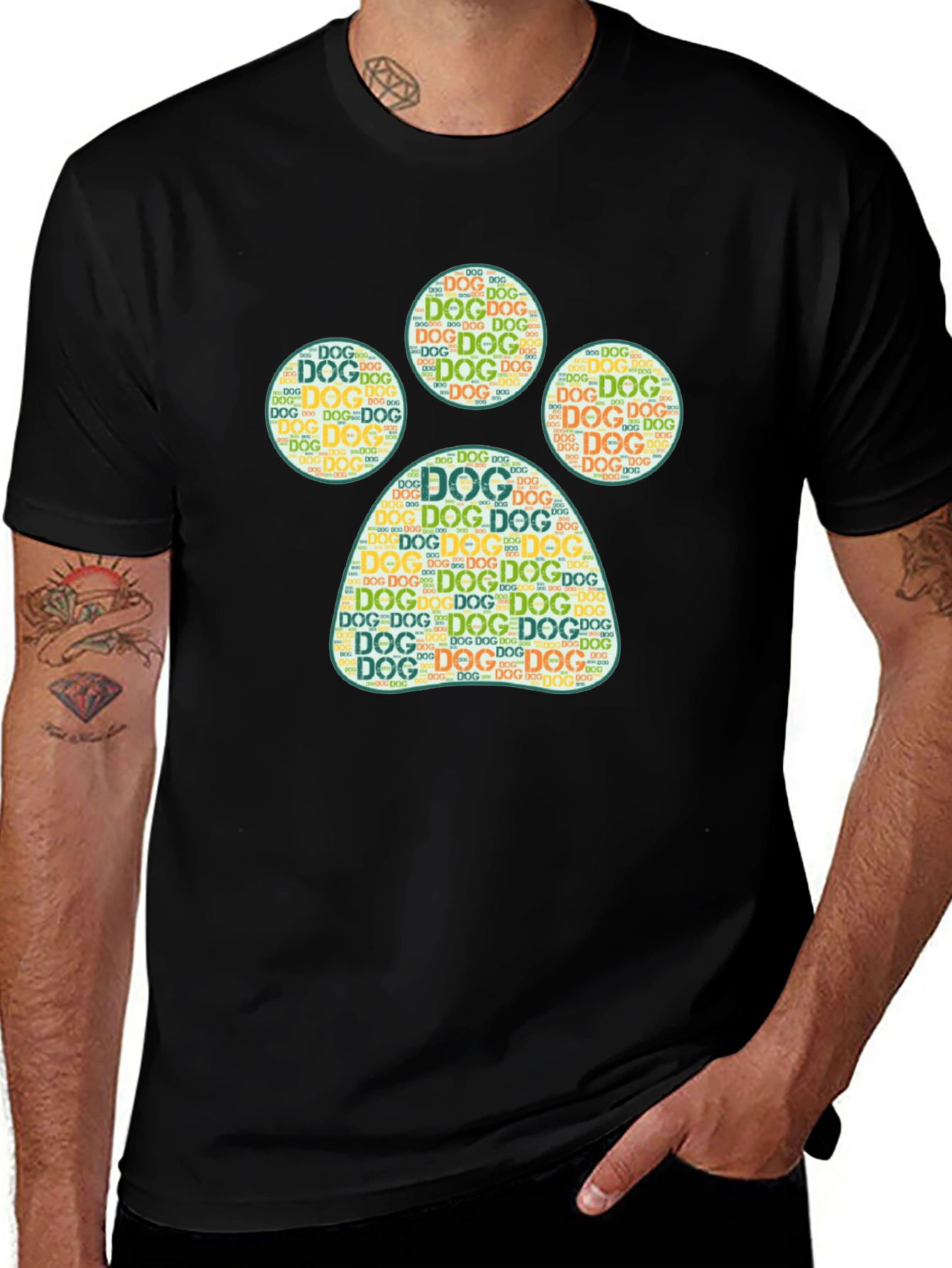 Variant 24 of Dog Paw Print Graphic Black T-Shirt