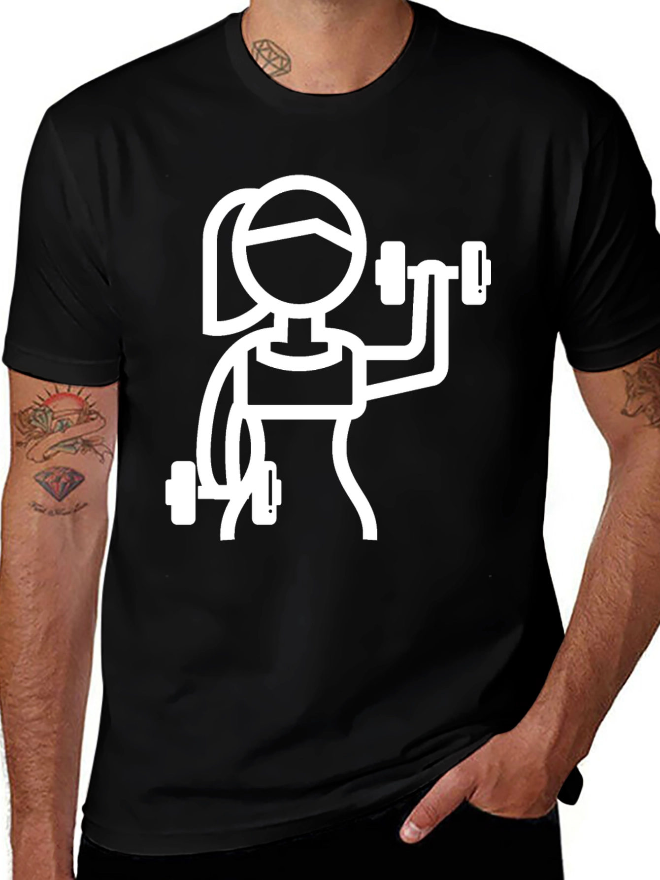Variant 7 of Fitness Graphic Tee - Weightlifting Woman Design