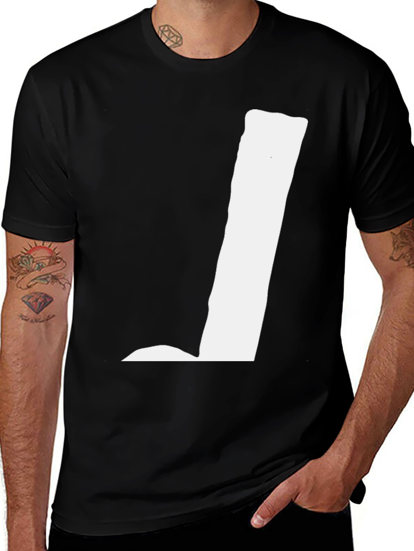 Variant 26 of Men's Black Graphic Tee - White Letter