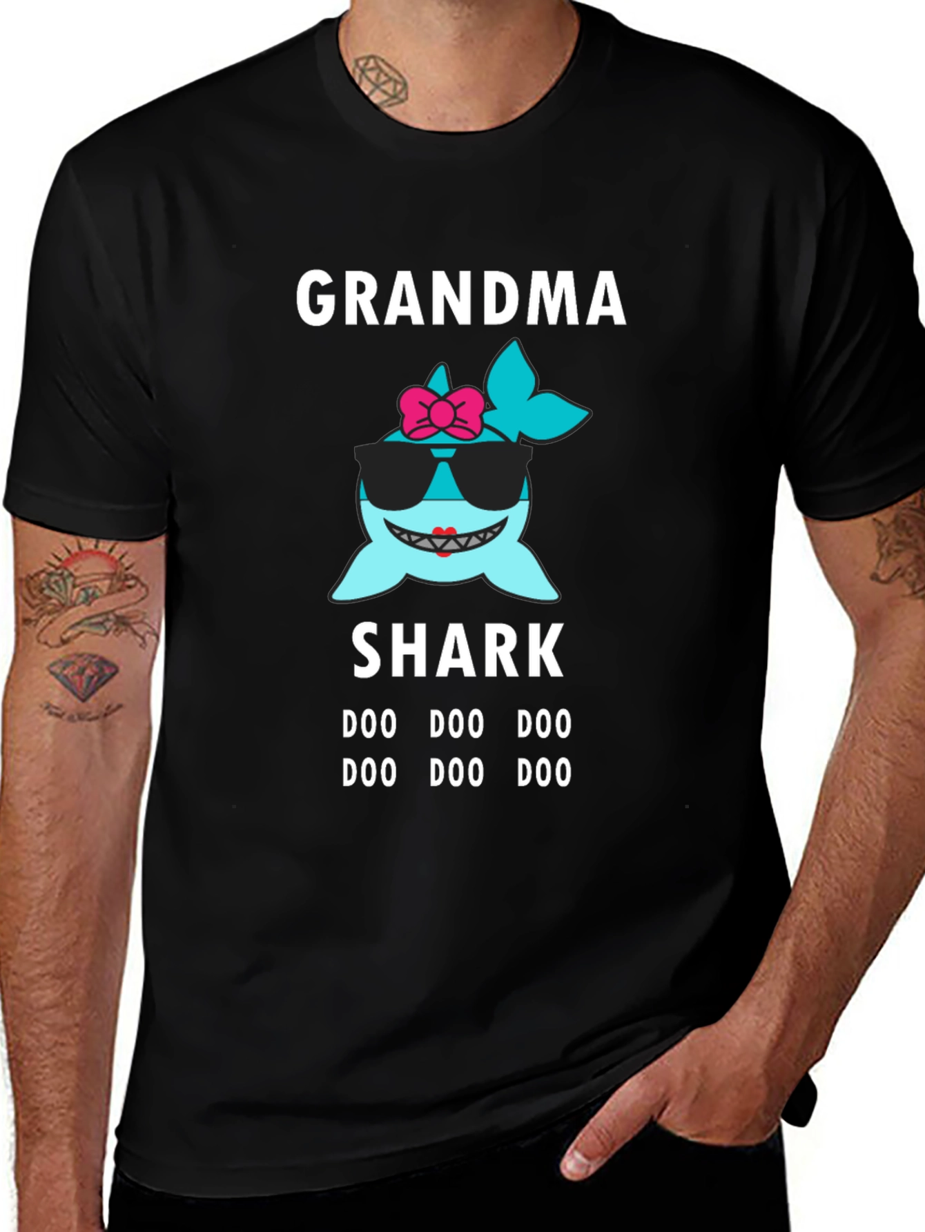 Grandma Shark Doo Doo T-Shirt - Black