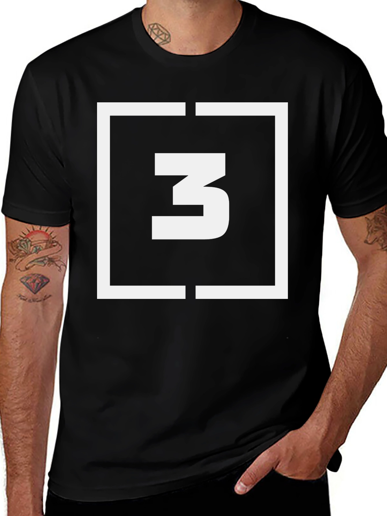 Variant 27 of Abstract Graphic Tee - Number 3 Design