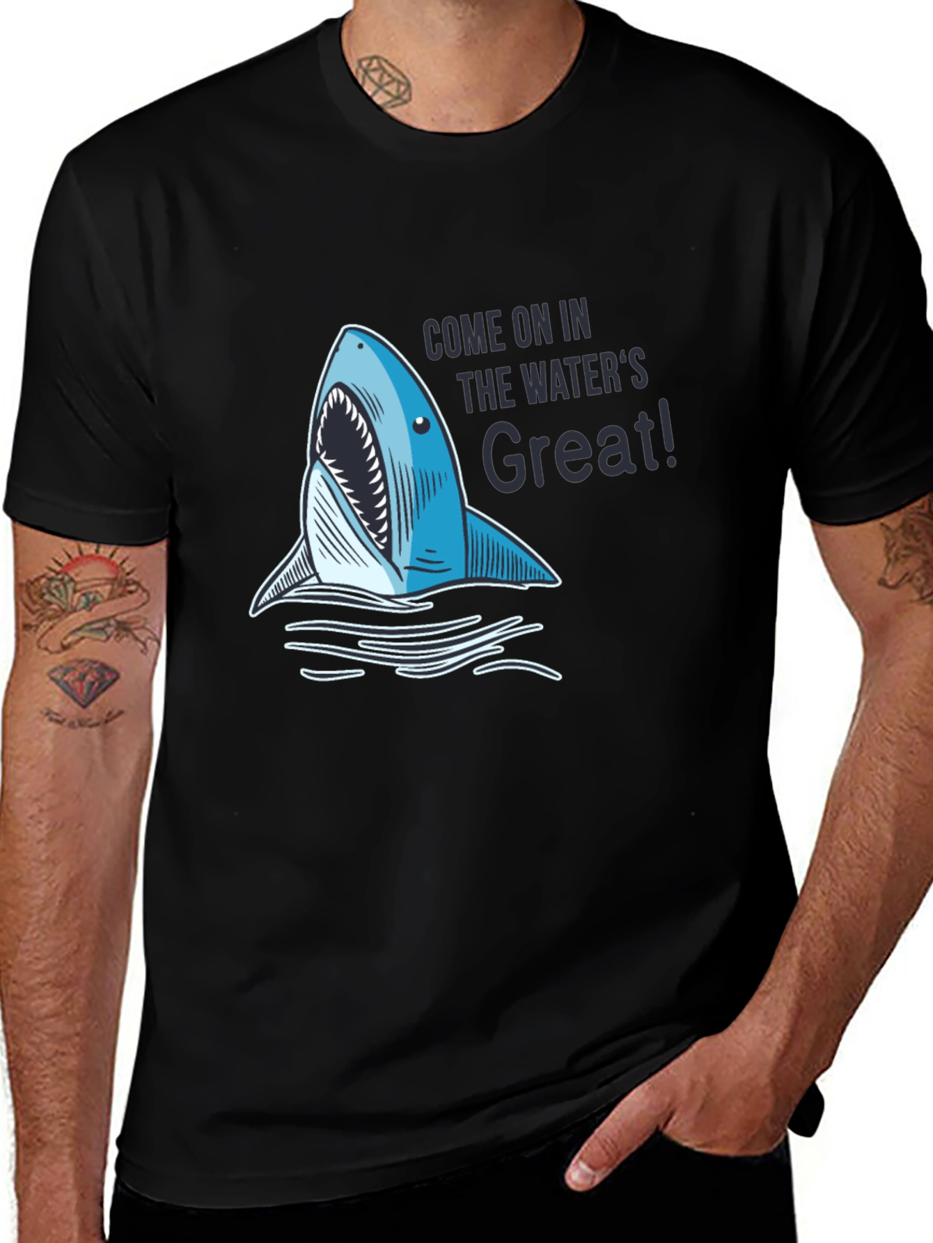 Black Shark Bite Tee - Come On In T-Shirt main image