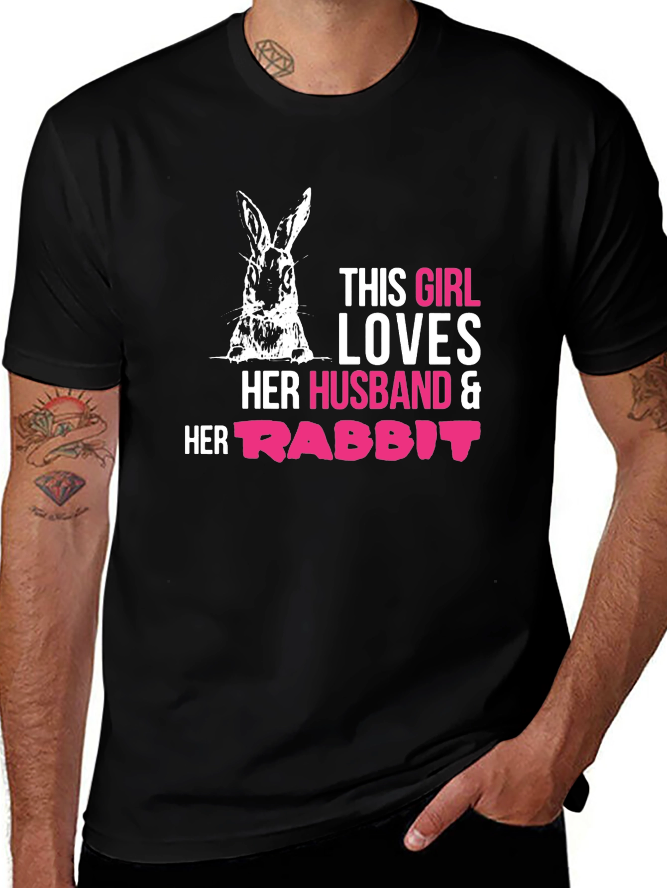 Variant 20 of Girl Loves Husband and Rabbit T-Shirt
