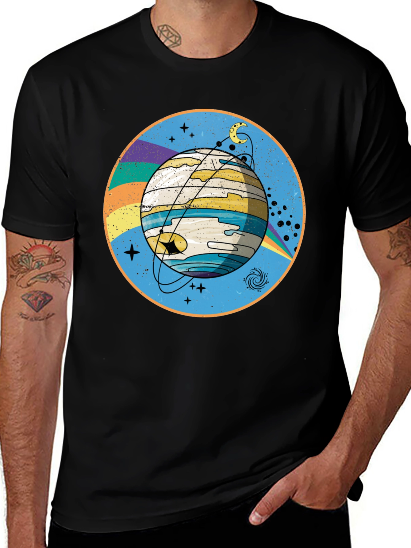 Variant 8 of Space Planet Graphic Tee - Black Cotton T-Shirt