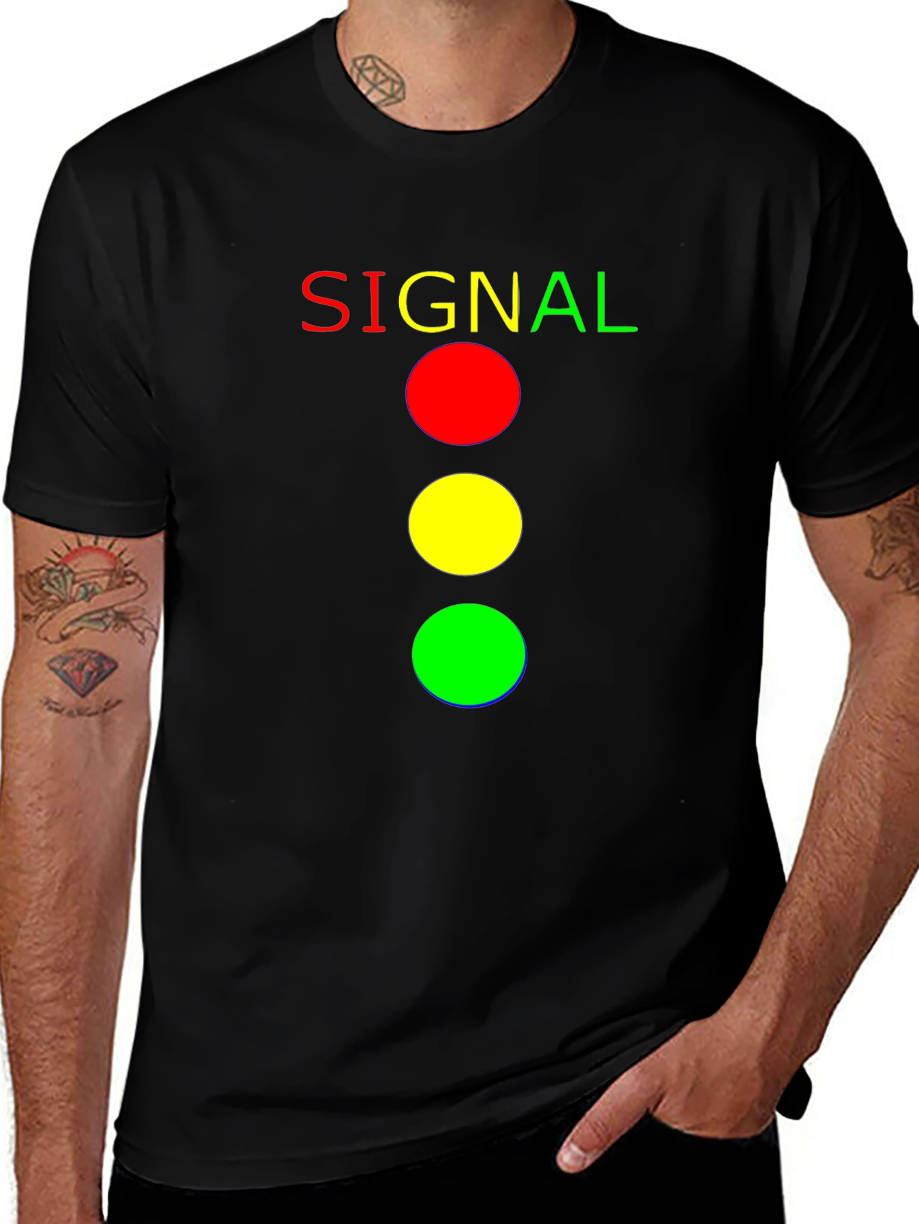 Signal Traffic Light T-Shirt - Men's Black Tee