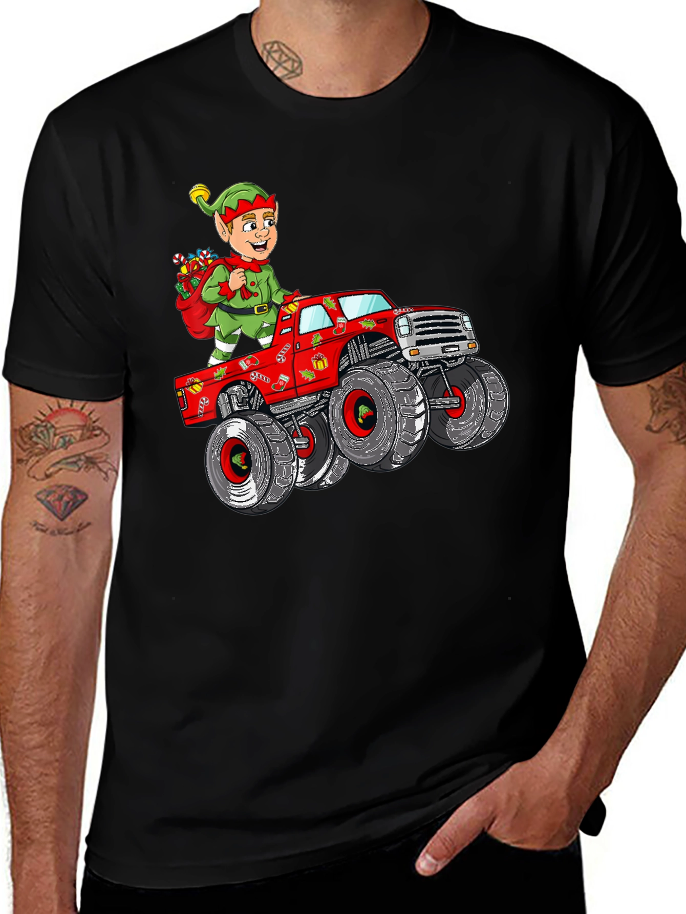Elf Monster Truck Graphic Tee